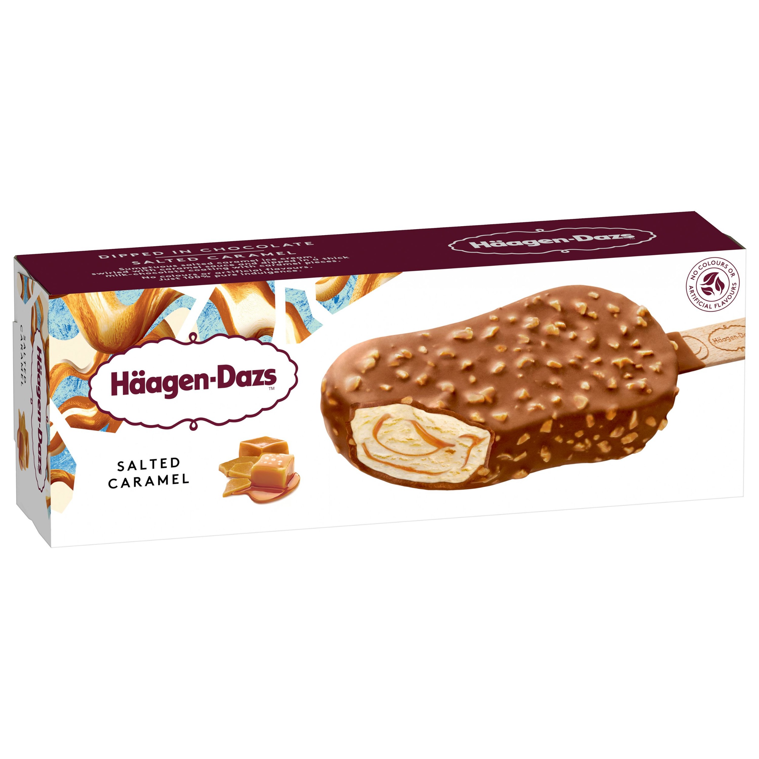 Mražené potraviny - Häagen Dazs Karamelová smetanová zmrzlina se slaným karamelem, s belgickou mléčnou čokoládou a křupinkami slaného karamelu 80ml