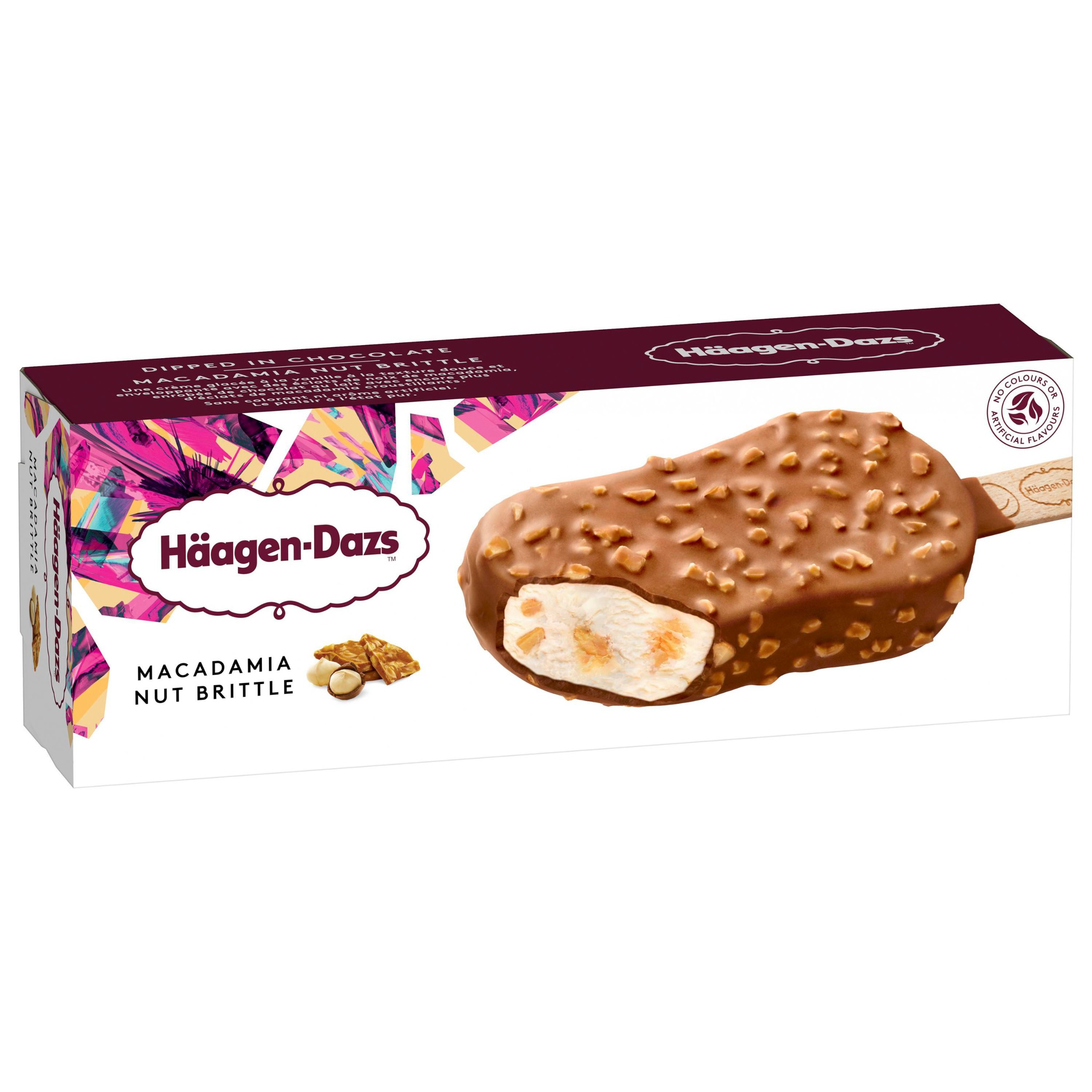 Mražené potraviny - Häagen Dazs Vanilková zmrzlina smetanová s karamelizovanými makadamovými ořechy v belgické mléčné čokoládě s karamelizovanými makadamovými ořechy 80ml