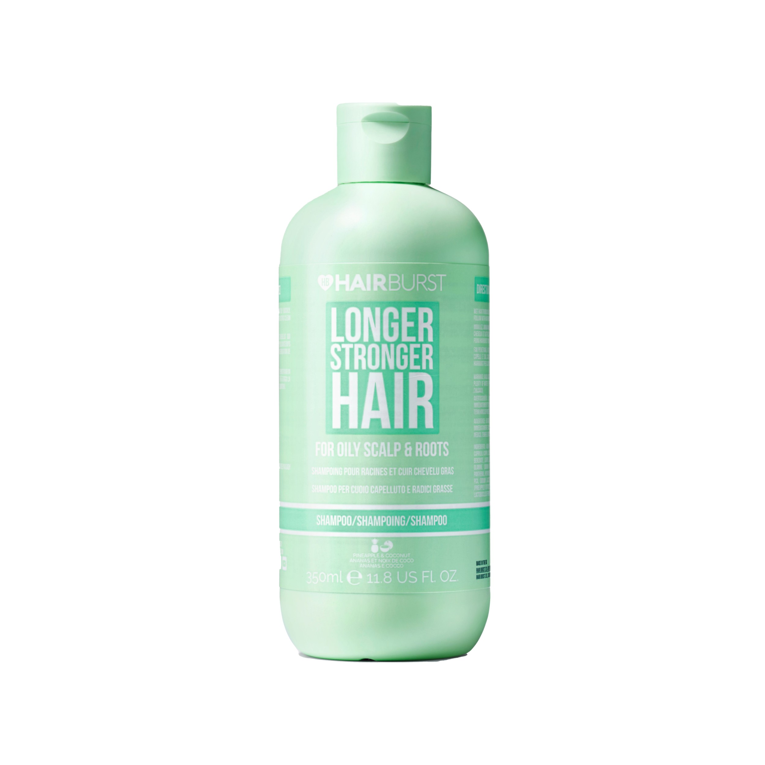 Drogerie a kosmetika - Hairburst šampon na mastné kořínky vlasů Longer Stronger Hair Pineapple & Coconut 350 ml