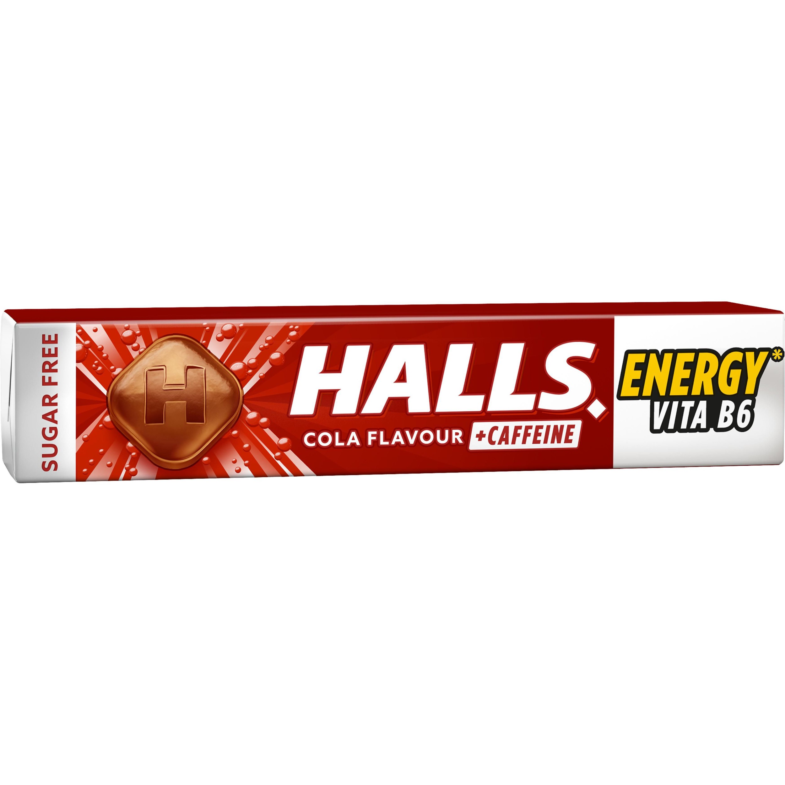 Trvanlivé potraviny - Halls Dropsy s kolovou příchutí s vitaminem B6 a kofeinem 32g