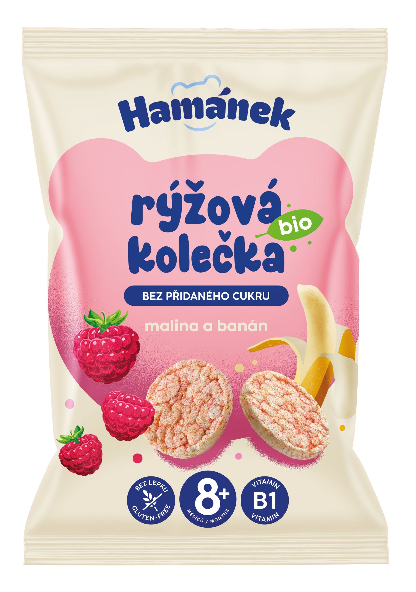 Zdravý svět - Hamánek Rýžová kolečka BIO Malina&Banán 8m+ 35g