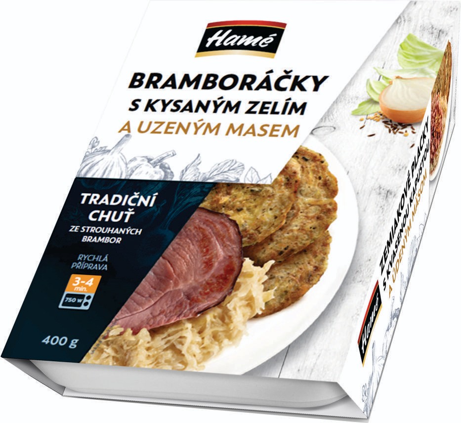 Hotová jídla - Hamé Bramboráky s kysaným zelím a uzeným masem 400g