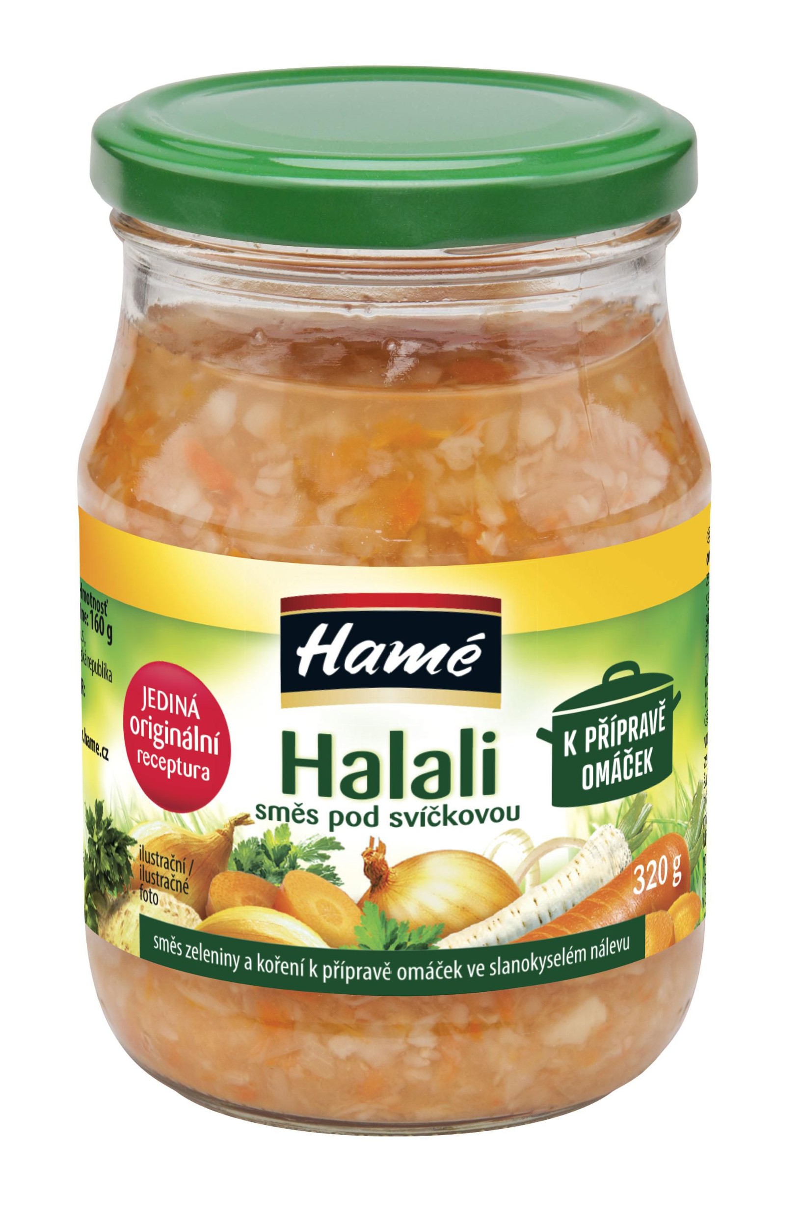 Trvanlivé potraviny - Hamé Halali směs zeleniny a koření k přípravě omáček ve slanokyselém nálevu 320g