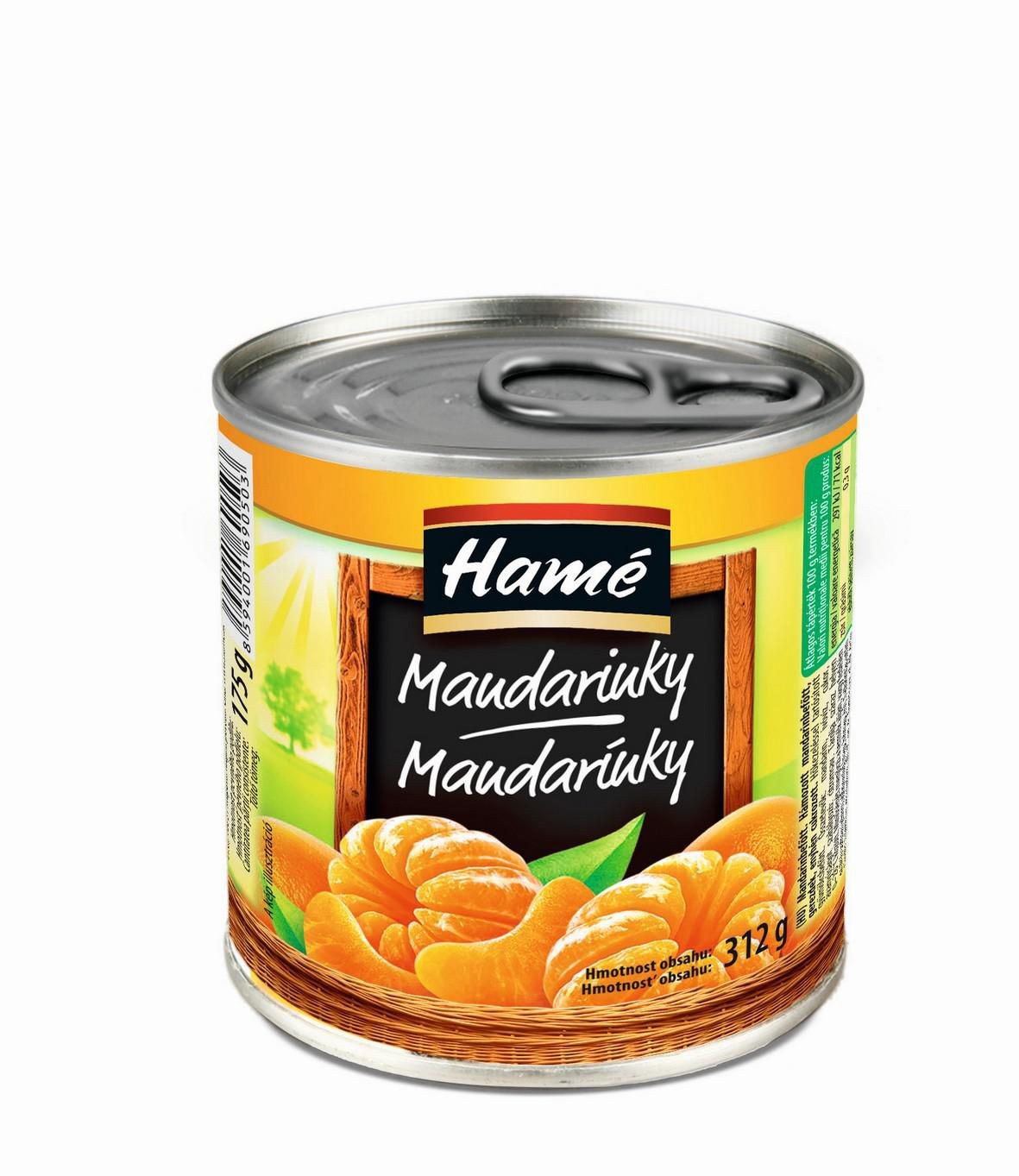 Trvanlivé potraviny - Hamé Mandarinky ve sladkém nálevu 312 g