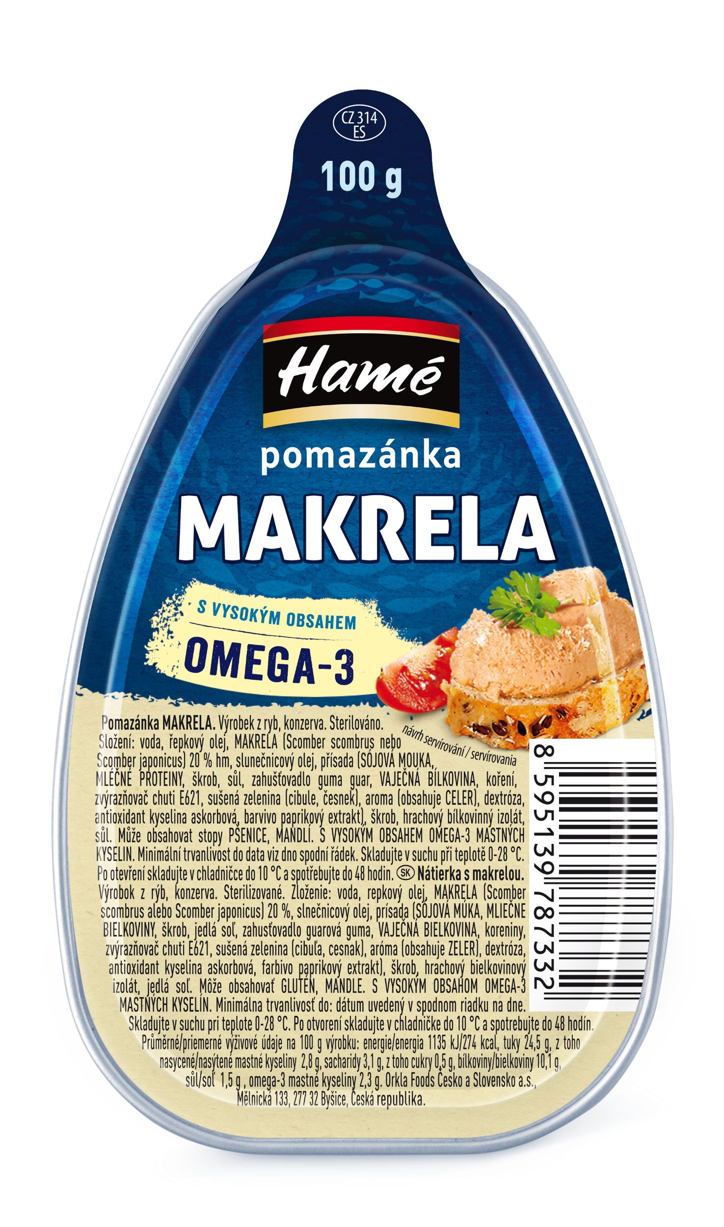 Trvanlivé potraviny - Hamé Pomazánka Makrela 100g