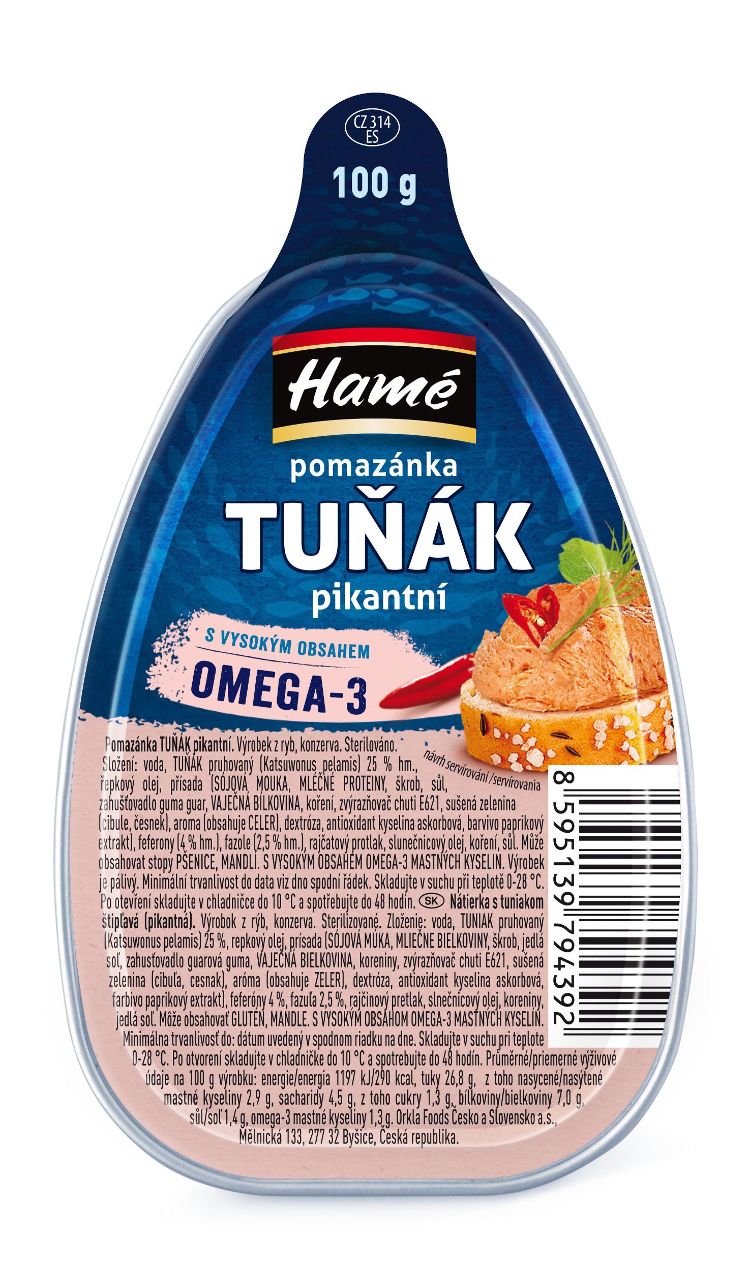 Trvanlivé potraviny - Hamé Pomazánka Tuňák pikantní 100g