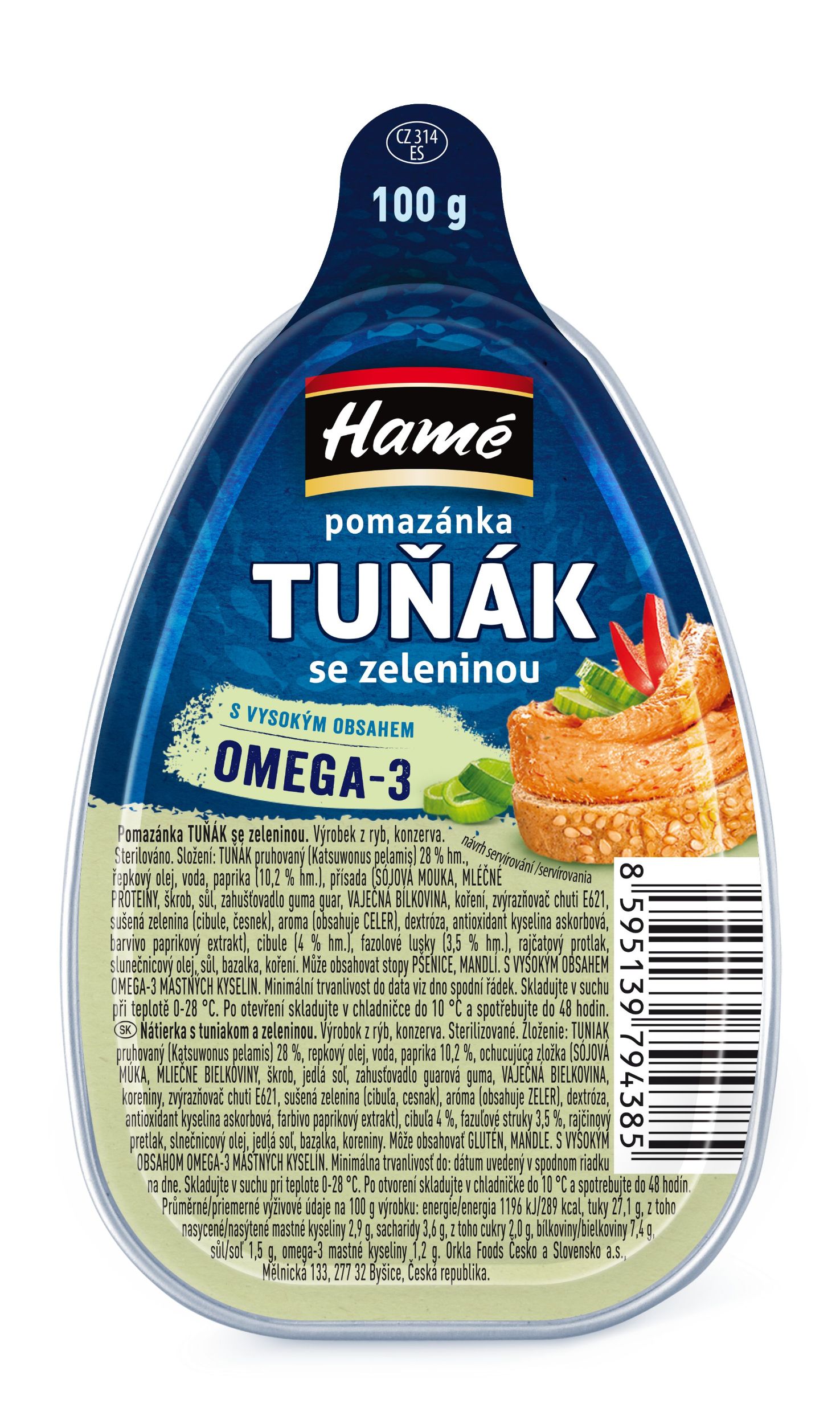 Trvanlivé potraviny - Hamé Pomazánka Tuňák se zeleninou 100g