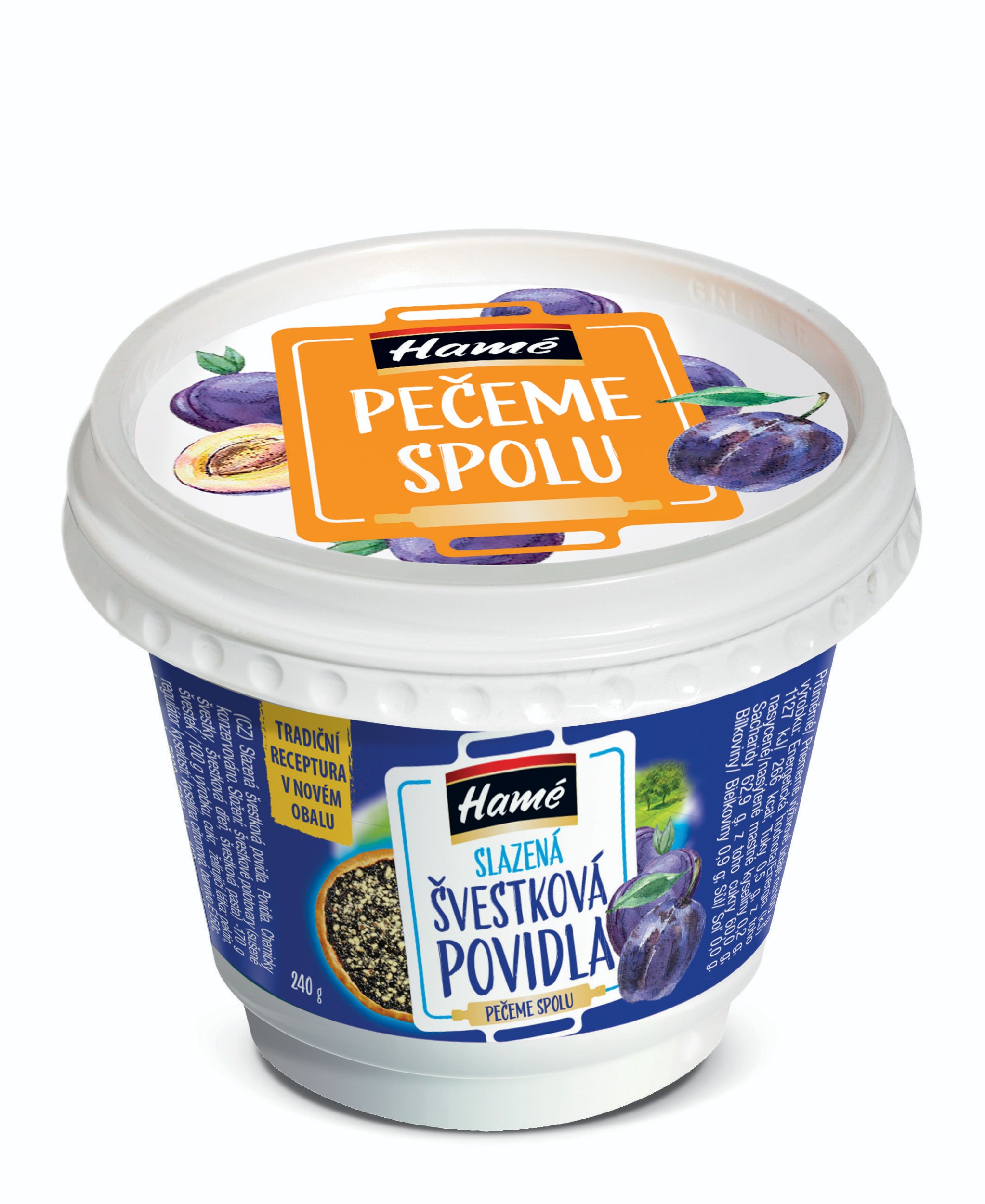 Trvanlivé potraviny - Hamé Slazená švestková povidla 240 g