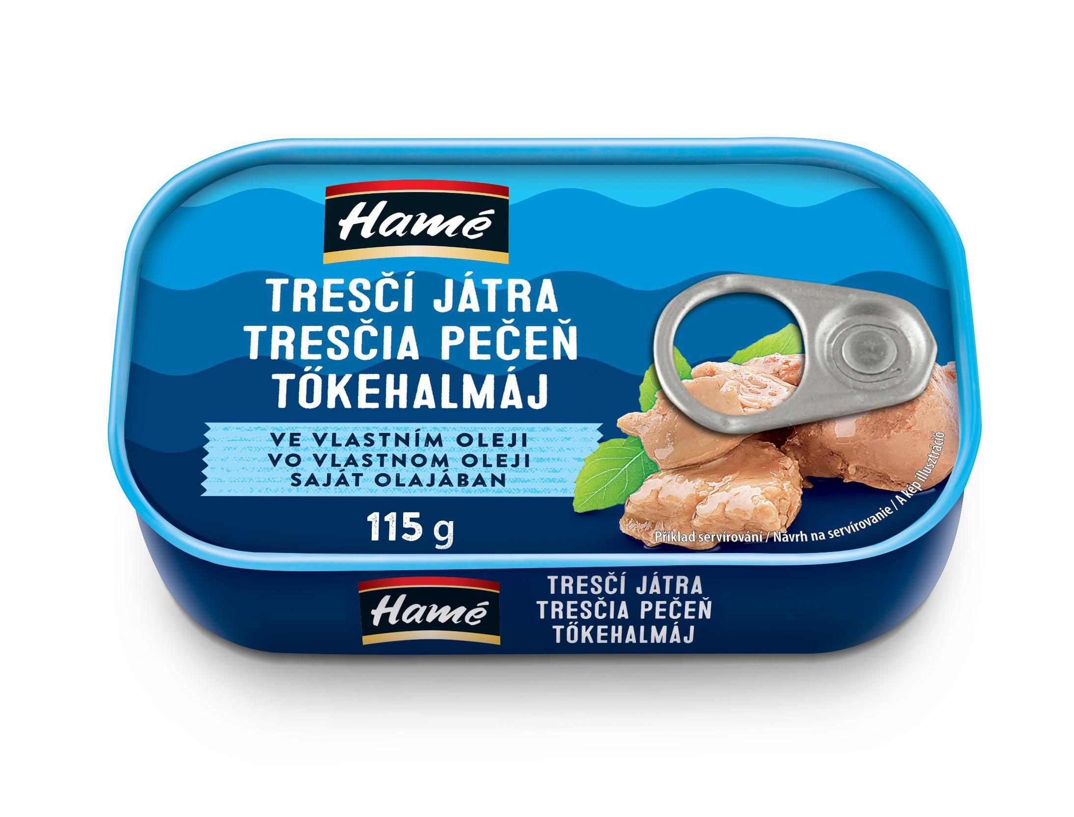 Trvanlivé potraviny - Hamé Tresčí játra ve vlastním oleji 115 g