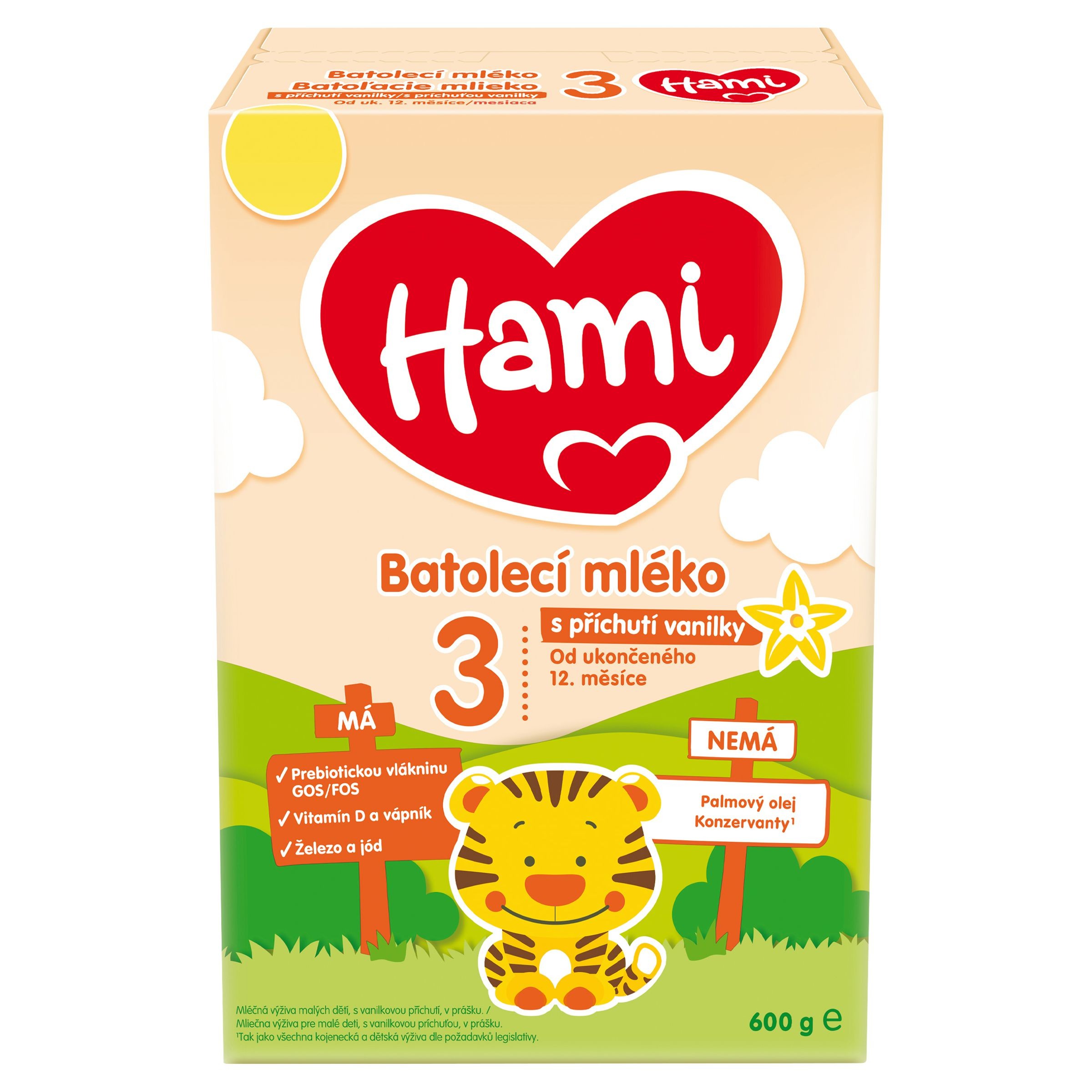 Svět dětí - Hami 12+ Vanilka batolecí mléko s vanilkovou příchutí od ukončená 12. měsíce 600 g