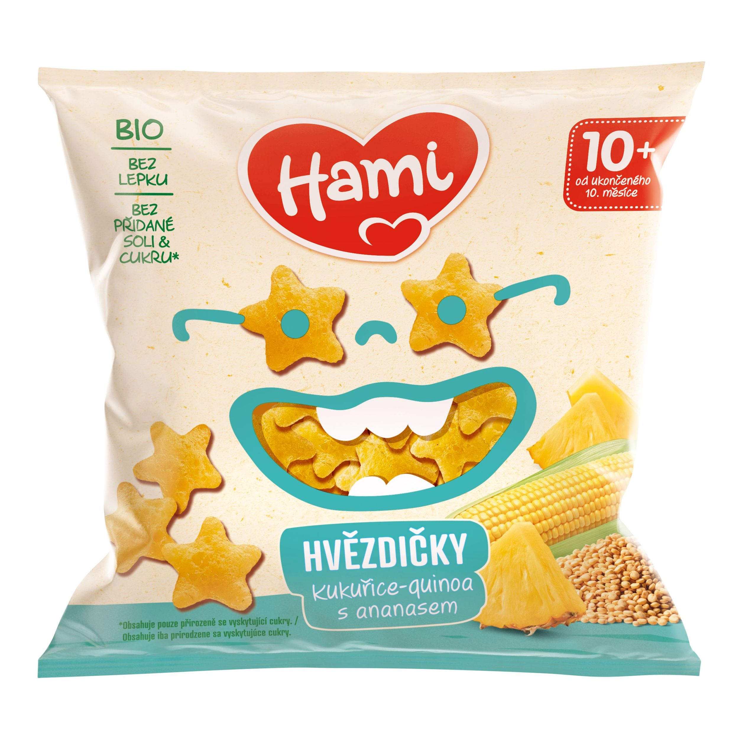 Zdravý svět - Hami BIO kukuřičné-quinoa křupky s výborným ananasem 12+, 20g