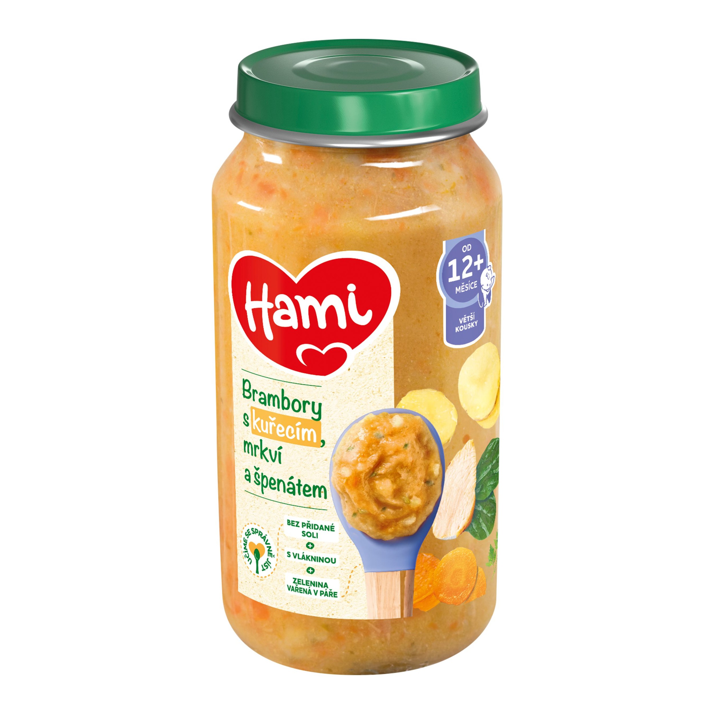 Svět dětí - Hami Masozeleninový příkrm Brambory s kuřetem, mrkví a jemným špenátem od uk. 10. měsíce 250 g