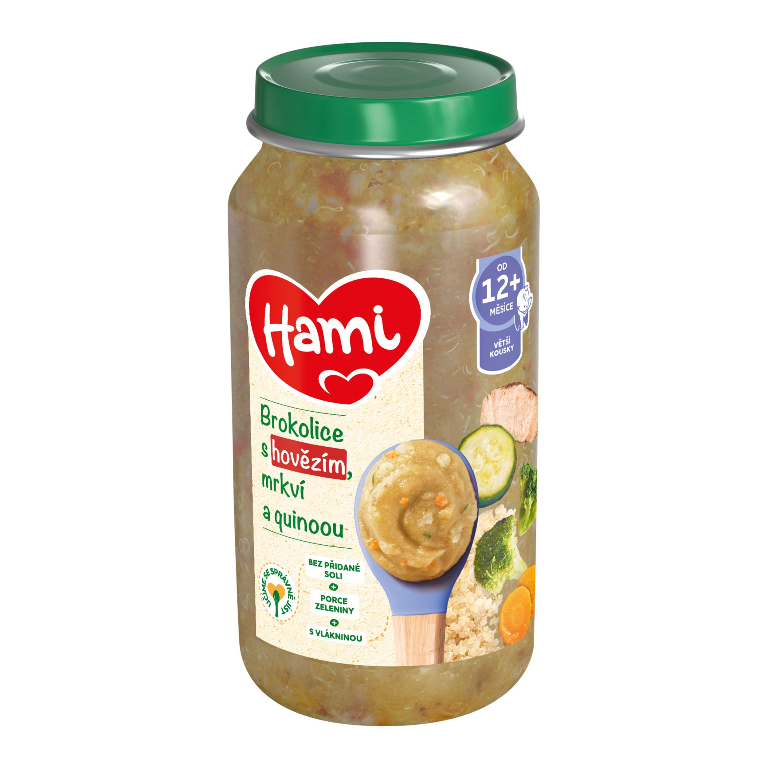 Svět dětí - Hami Masozeleninový příkrm Brokolice s hovězím, mrkví a quinoou 12+, 250 g