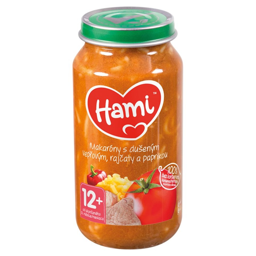 Svět dětí - Hami Masozeleninový příkrm Makaróny s dušeným vepřovým, rajčaty a paprikou od uk. 12.m 250 g