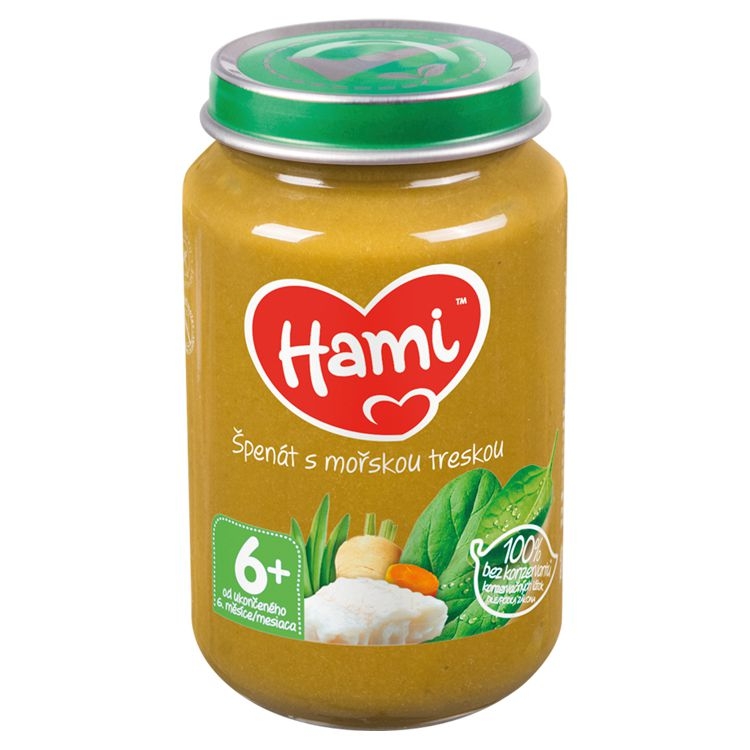 Svět dětí - Hami Masozeleninový příkrm špenát s mořskou treskou od ukončeného 6. měsíce 200 g