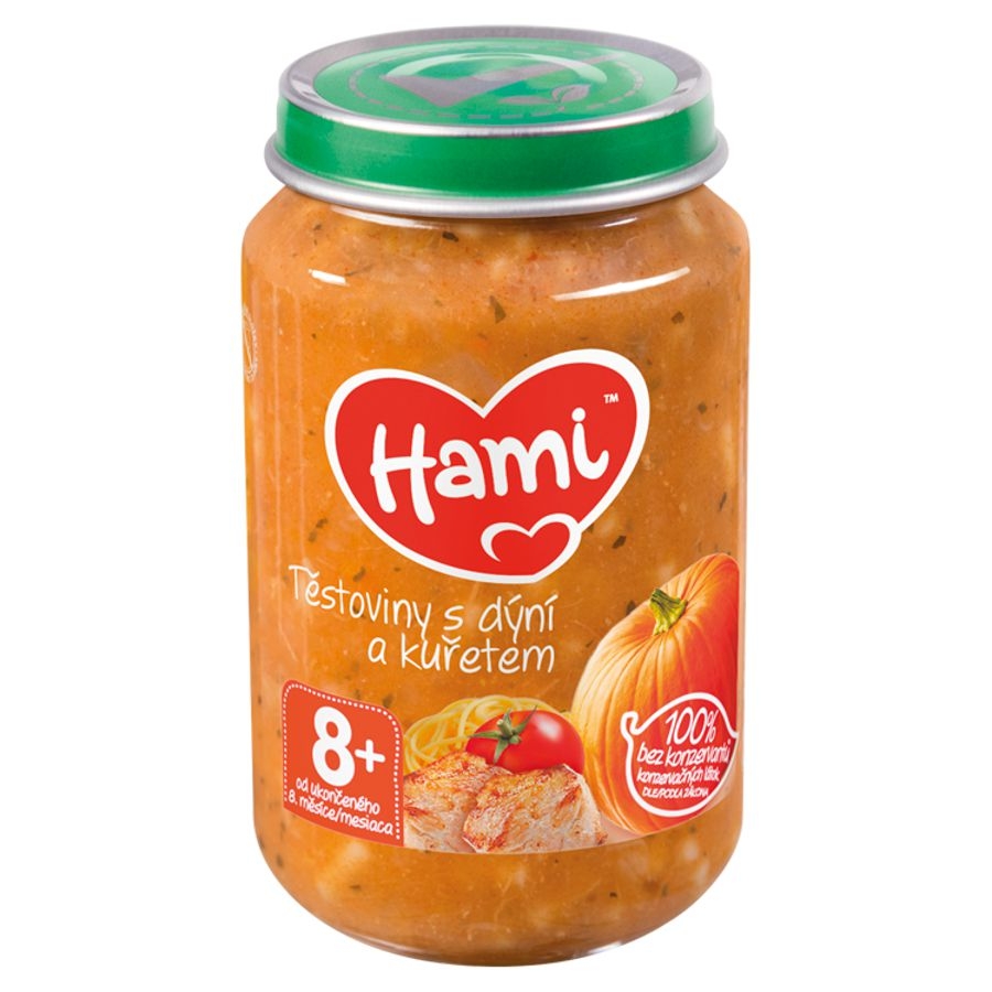 Svět dětí - Hami Masozeleninový příkrm Těstoviny s dýní a kuřetem od uk. 8. měsíce 200g
