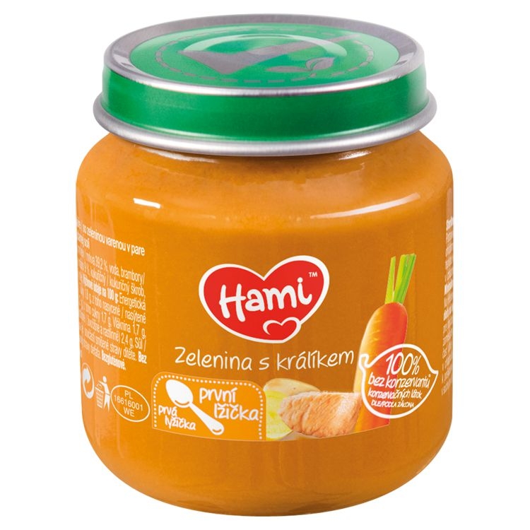 Hami Masozeleninový příkrm zelenina s králíkem první lžička 125 g-1