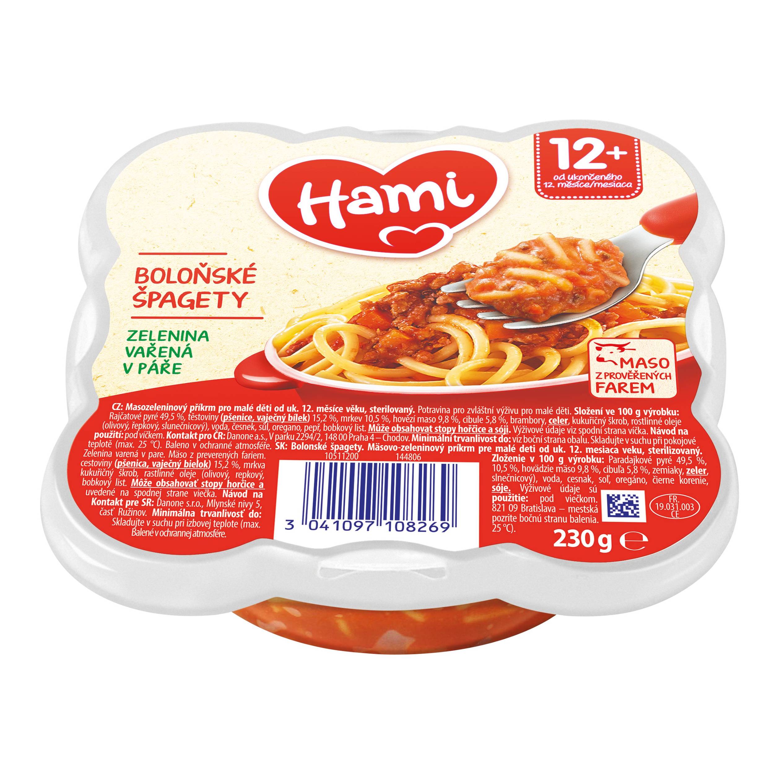 Svět dětí - Hami Masozeleninový talířek Malý Gurmán Boloňské špagety od uk. 12. měsíce 230 g