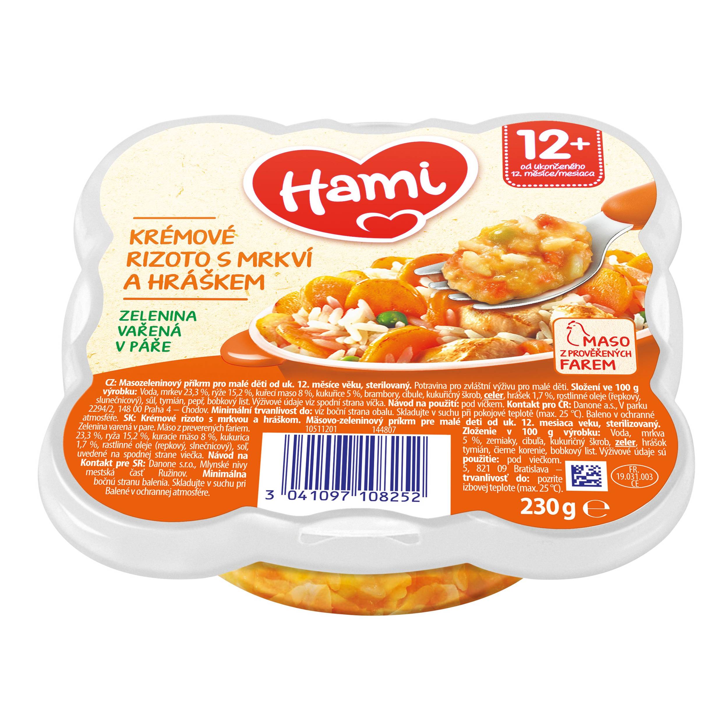 Svět dětí - Hami Masozeleninový talířek Malý Gurmán Krémové rizoto s mrkví a hráškem od uk. 12. měsíce 230 g
