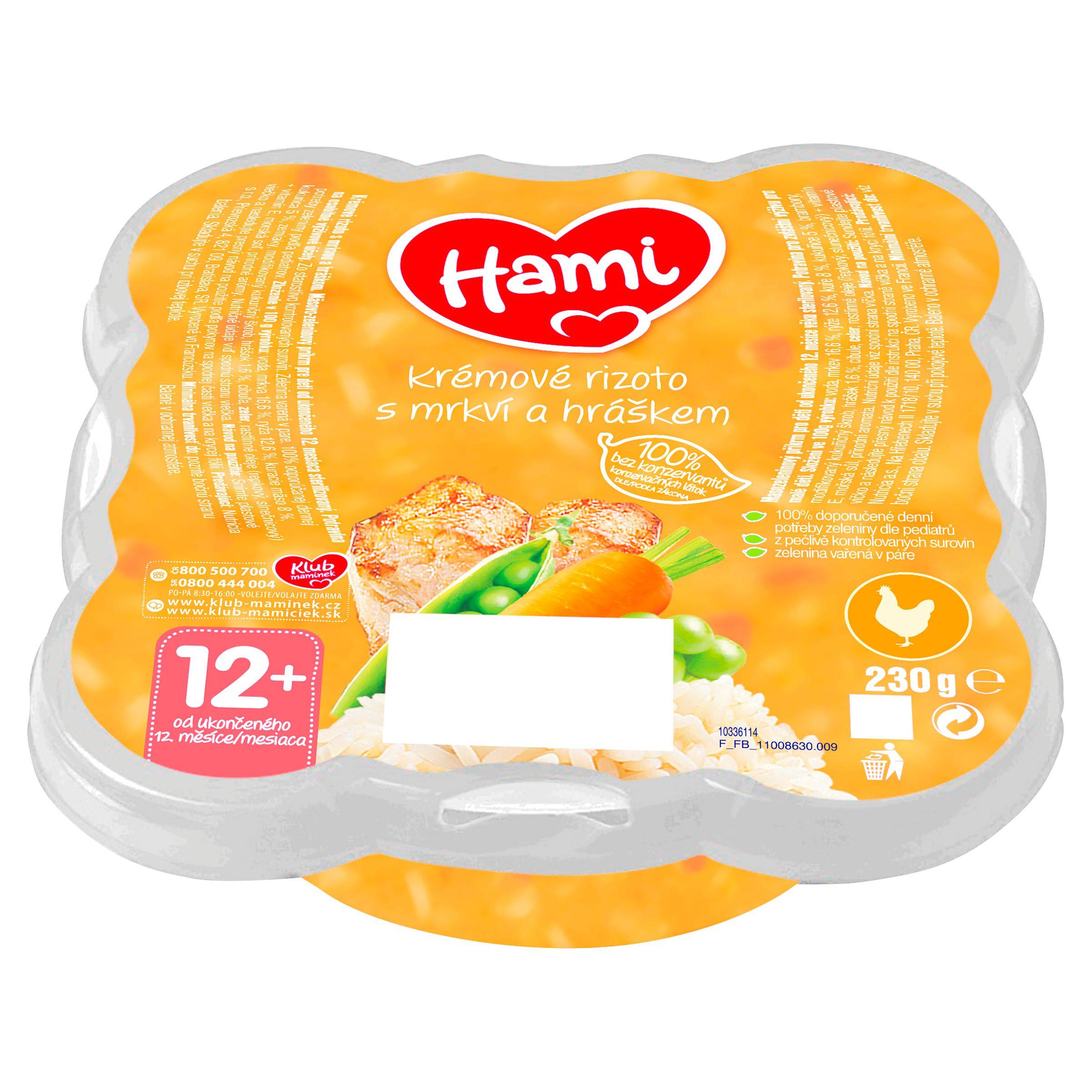 Hami Masozeleninový talířek Malý Gurmán Krémové rizoto s mrkví a hráškem od uk. 12. měsíce 230 g-0