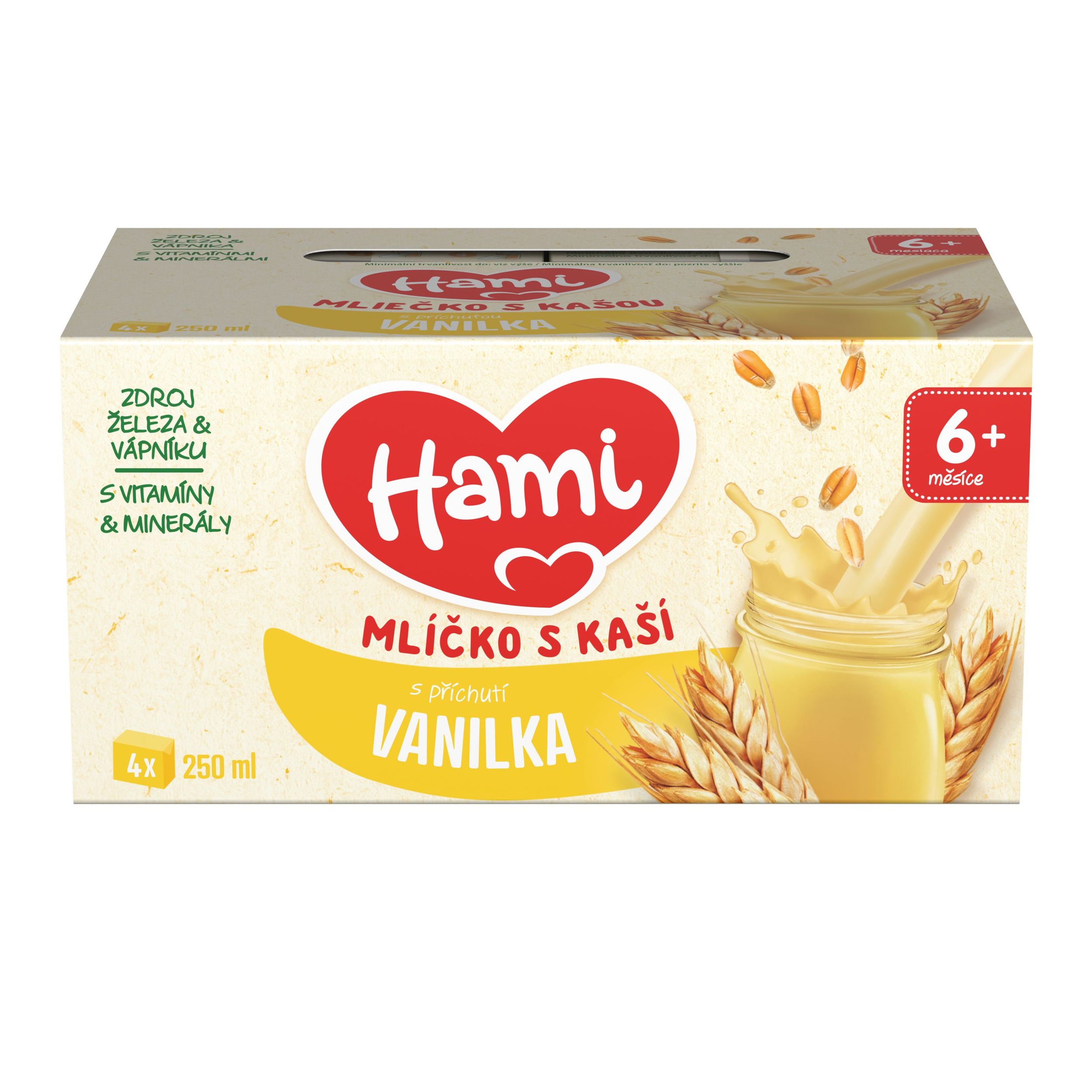 Svět dětí - Hami Mlíčko s kaší s příchutí vanilky od ukončeného 6. měsíce 2x250 ml