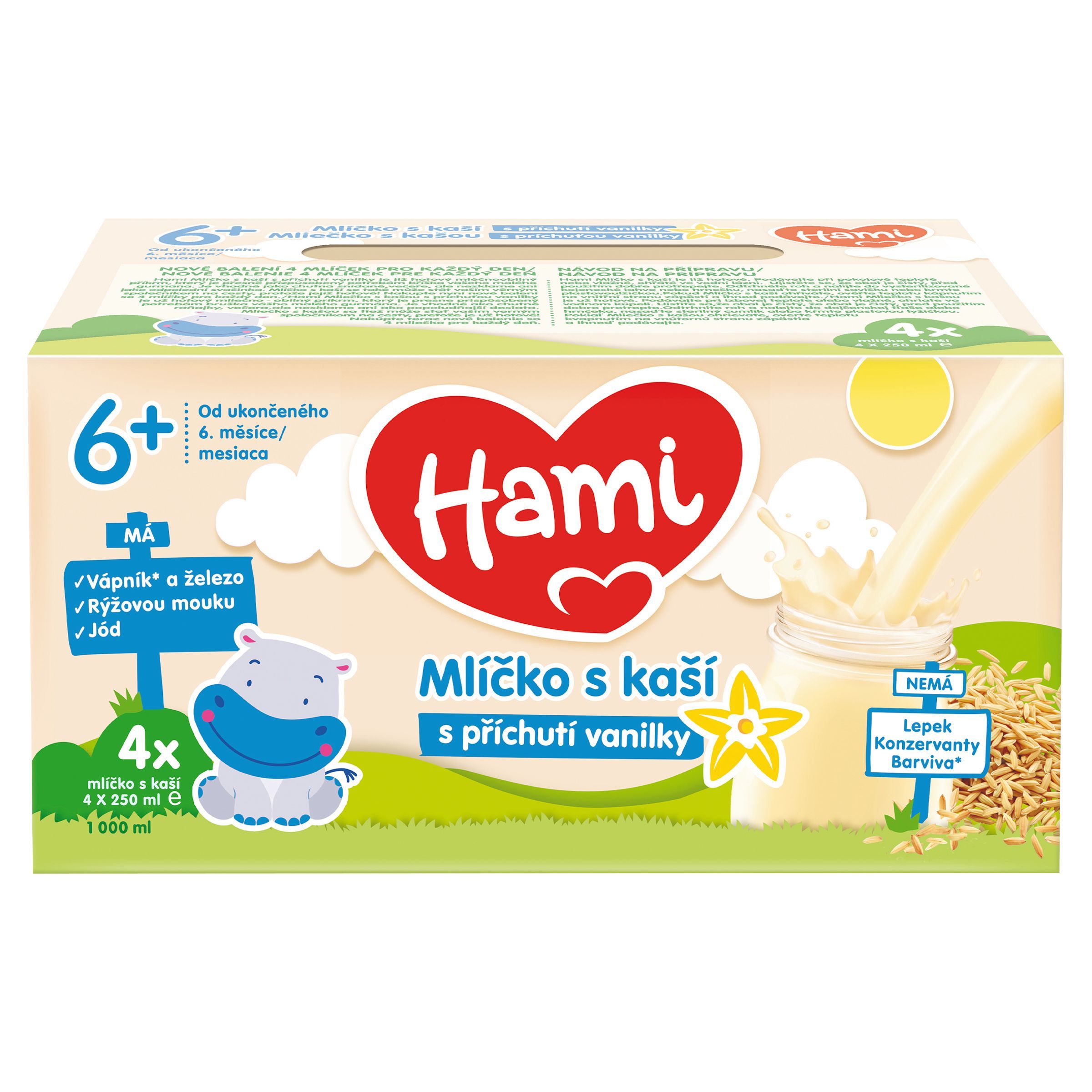 Hami Mlíčko s kaší s příchutí vanilky od ukončeného 6. měsíce 2x250 ml-0