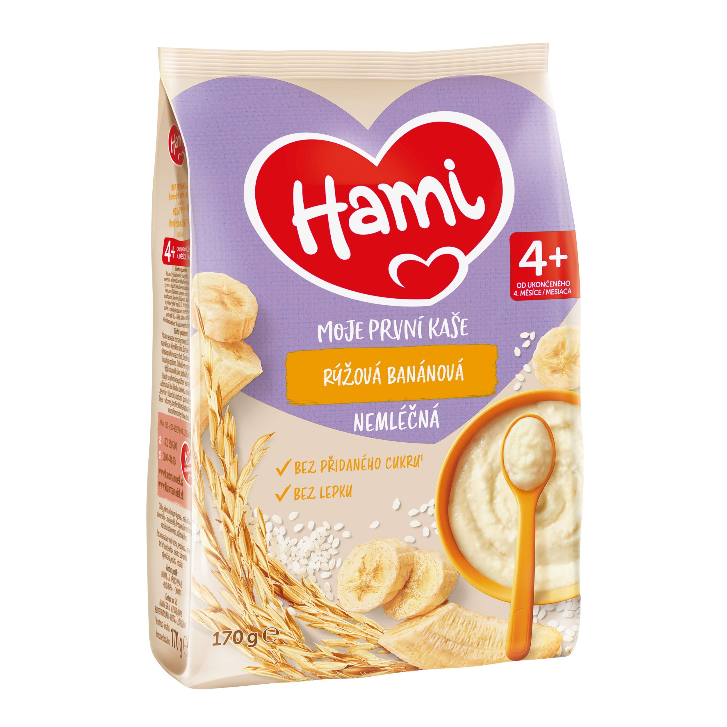Svět dětí - Hami Moje první kaše nemléčná rýžová banánová 4+, 170g