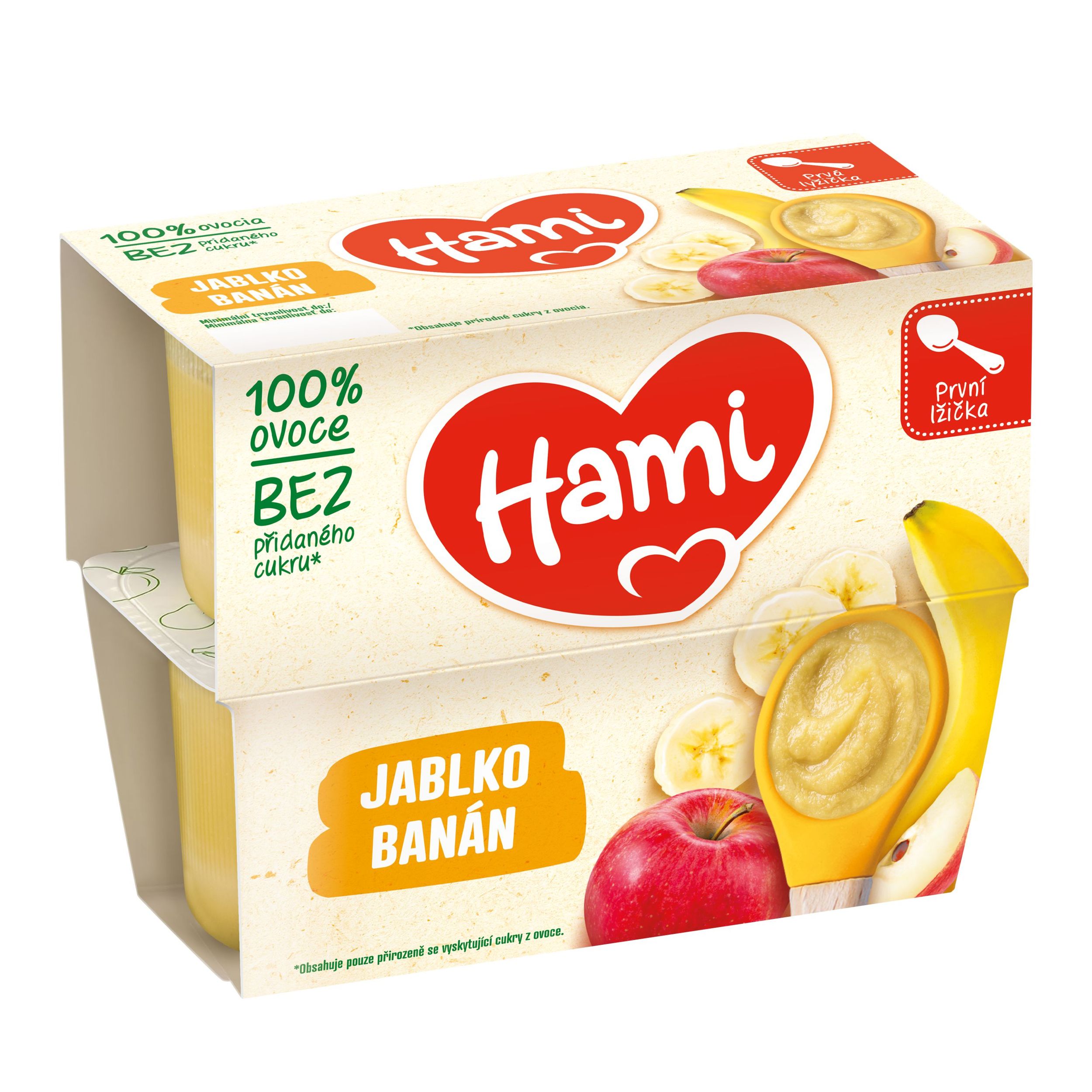 Svět dětí - Hami Ovocná přesnídávka 100% ovoce jablko a banán první lžička 4x100 g