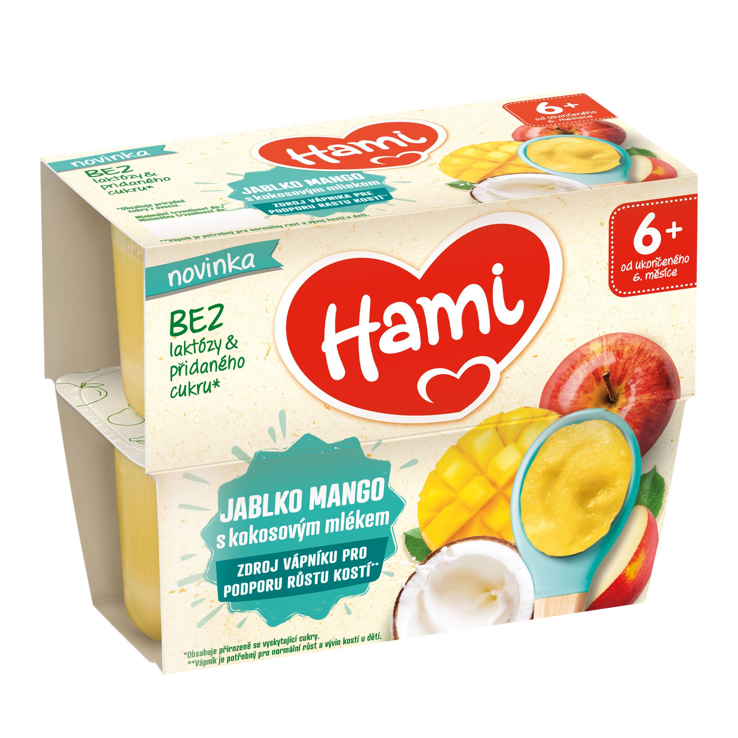Svět dětí - Hami Ovocný příkrm Jablko, mango s kokosovým mlékem 4x95g