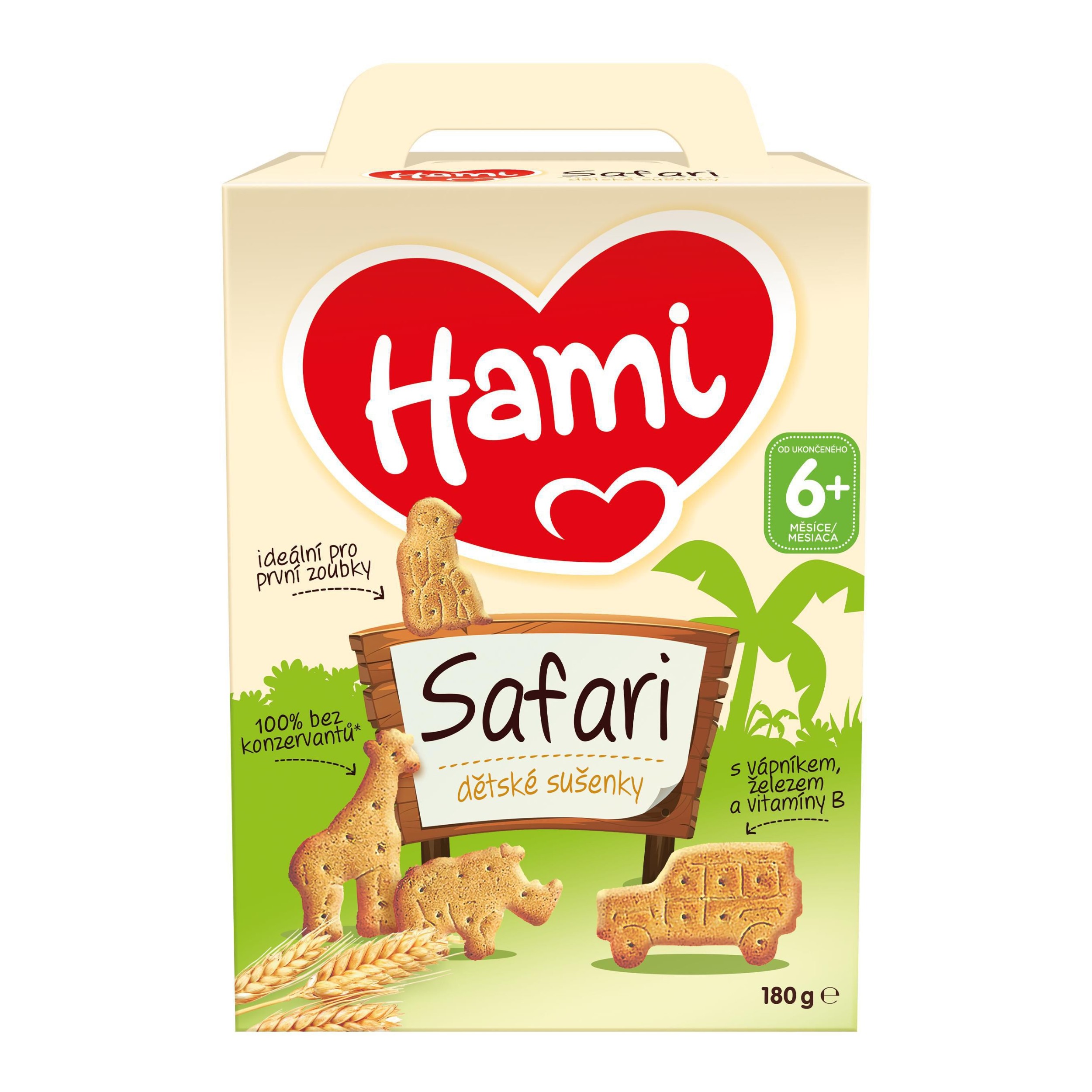 Svět dětí - Hami Safari Dětské sušenky Safari se 6 cereáliemi od uk. 6 měsíce 180 g
