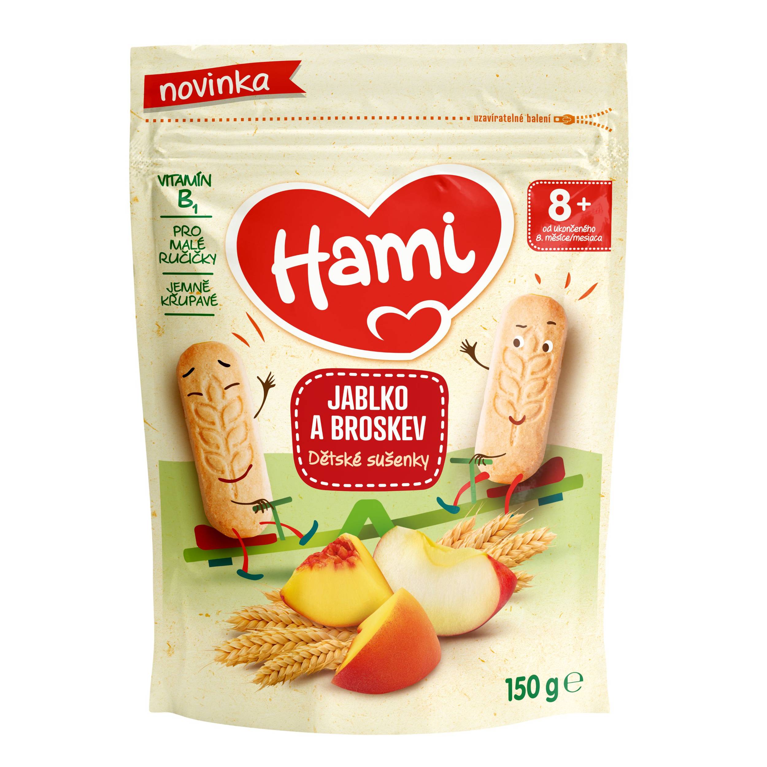 Svět dětí - Hami Sušenky jablko a broskev 8+, 150g