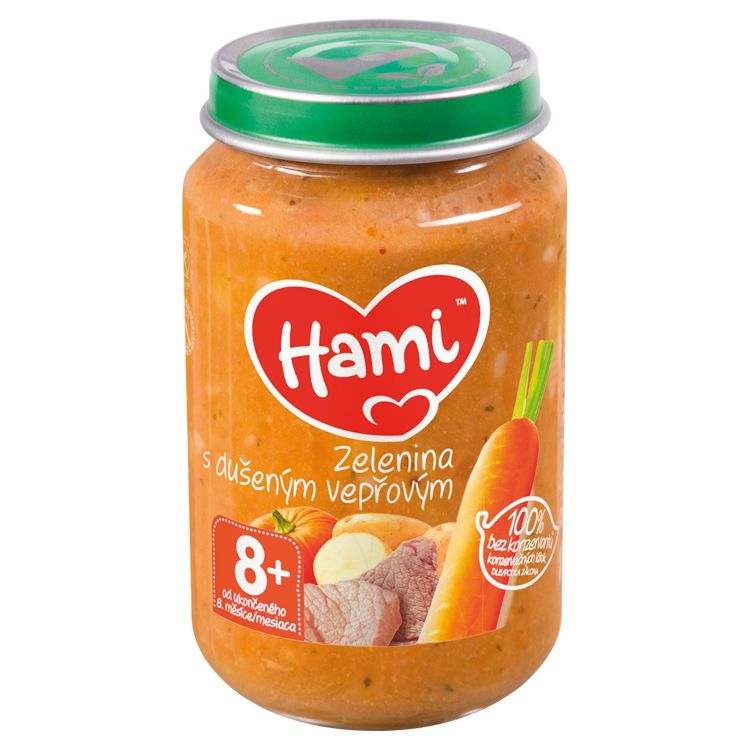 Svět dětí - Hami Zelenina s dušeným vepřovým masozeleninový příkrm od uk. 8. měsíce 200g