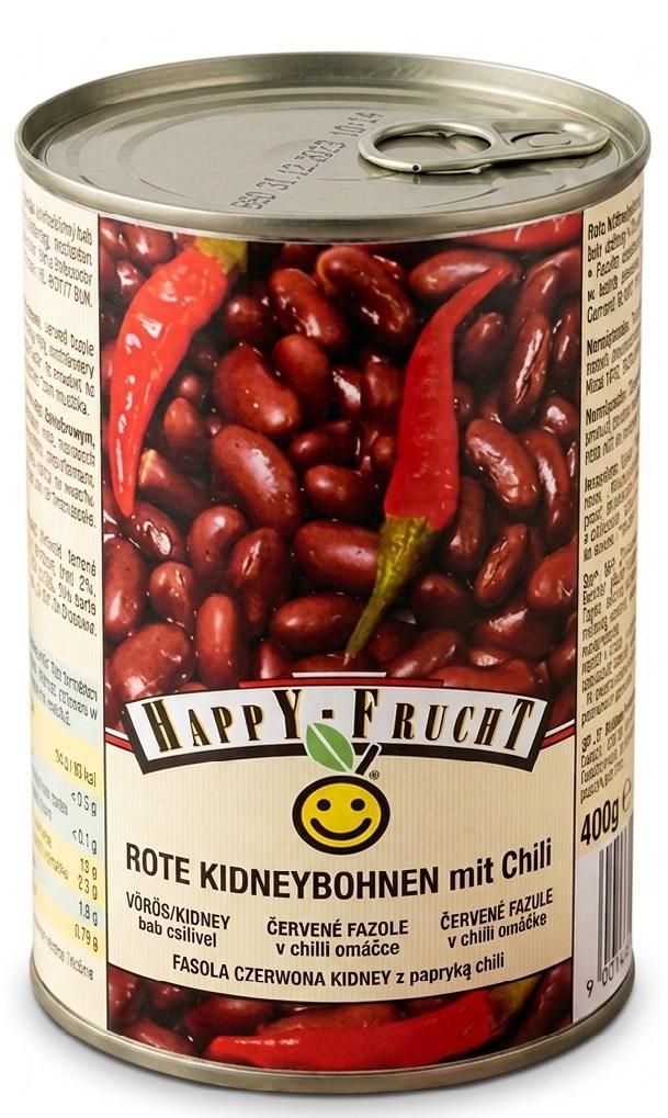 Trvanlivé potraviny - Happy Frucht Červené fazole v chilli omáčce 400 g