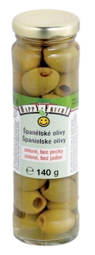 Trvanlivé potraviny - Happy Frucht Olivy zelené bez pecky 140 g