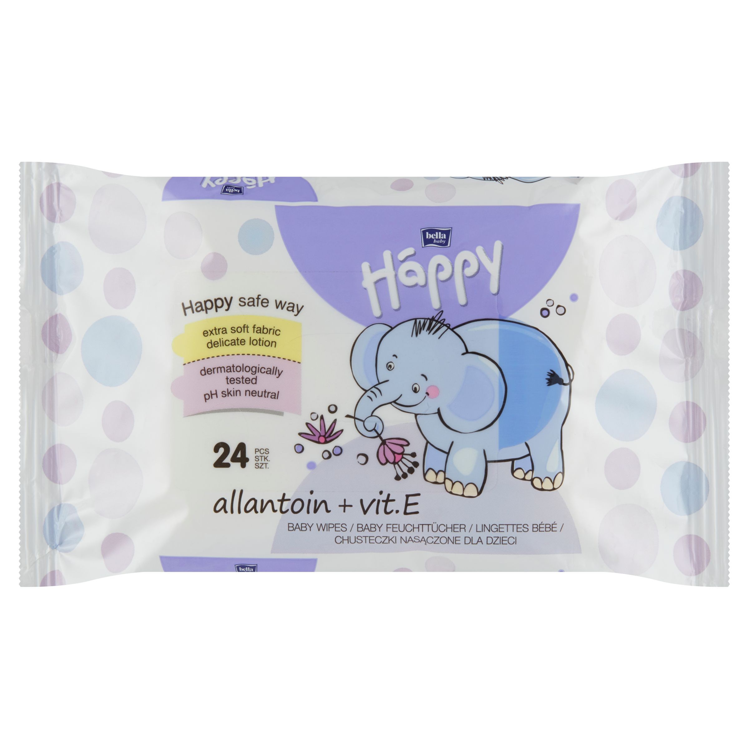 Svět dětí - Happy Vlhčené ubrousky Allantoin & Vit.E 24ks