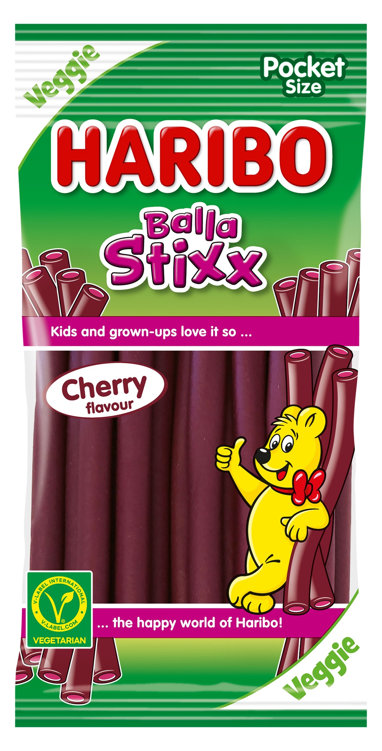 Trvanlivé potraviny - Haribo Balla Stixx Cherry želé s příchutí třešně 80g