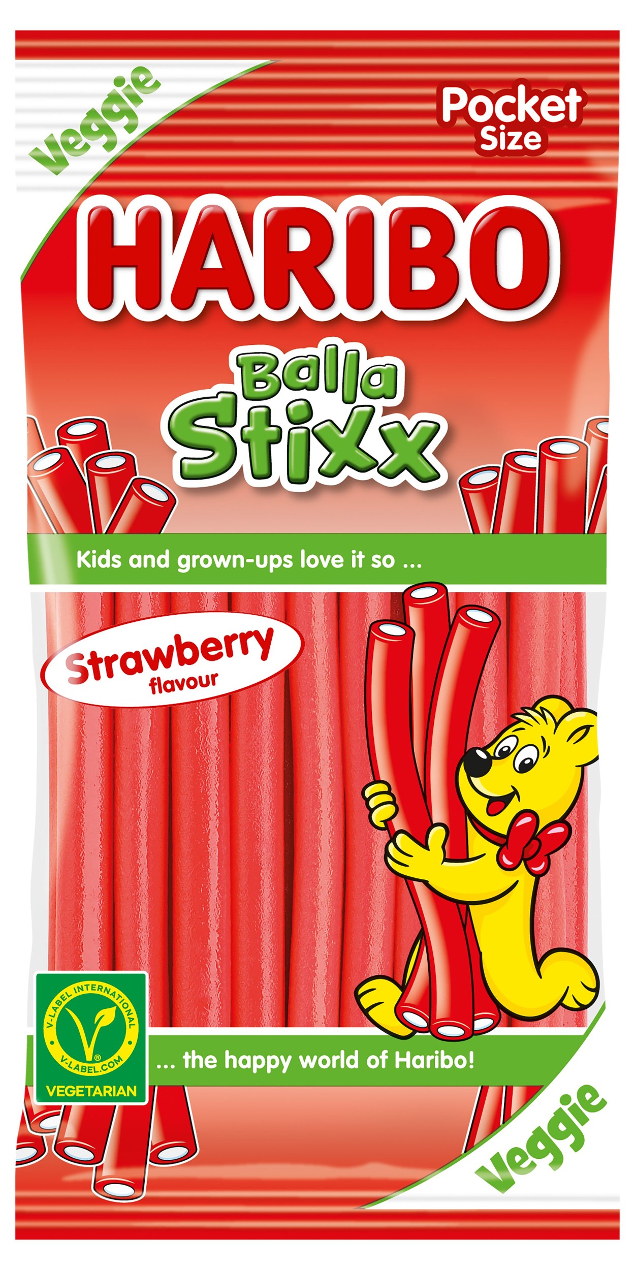 Trvanlivé potraviny - Haribo Balla Stixx želé s příchutí jahoda 80g