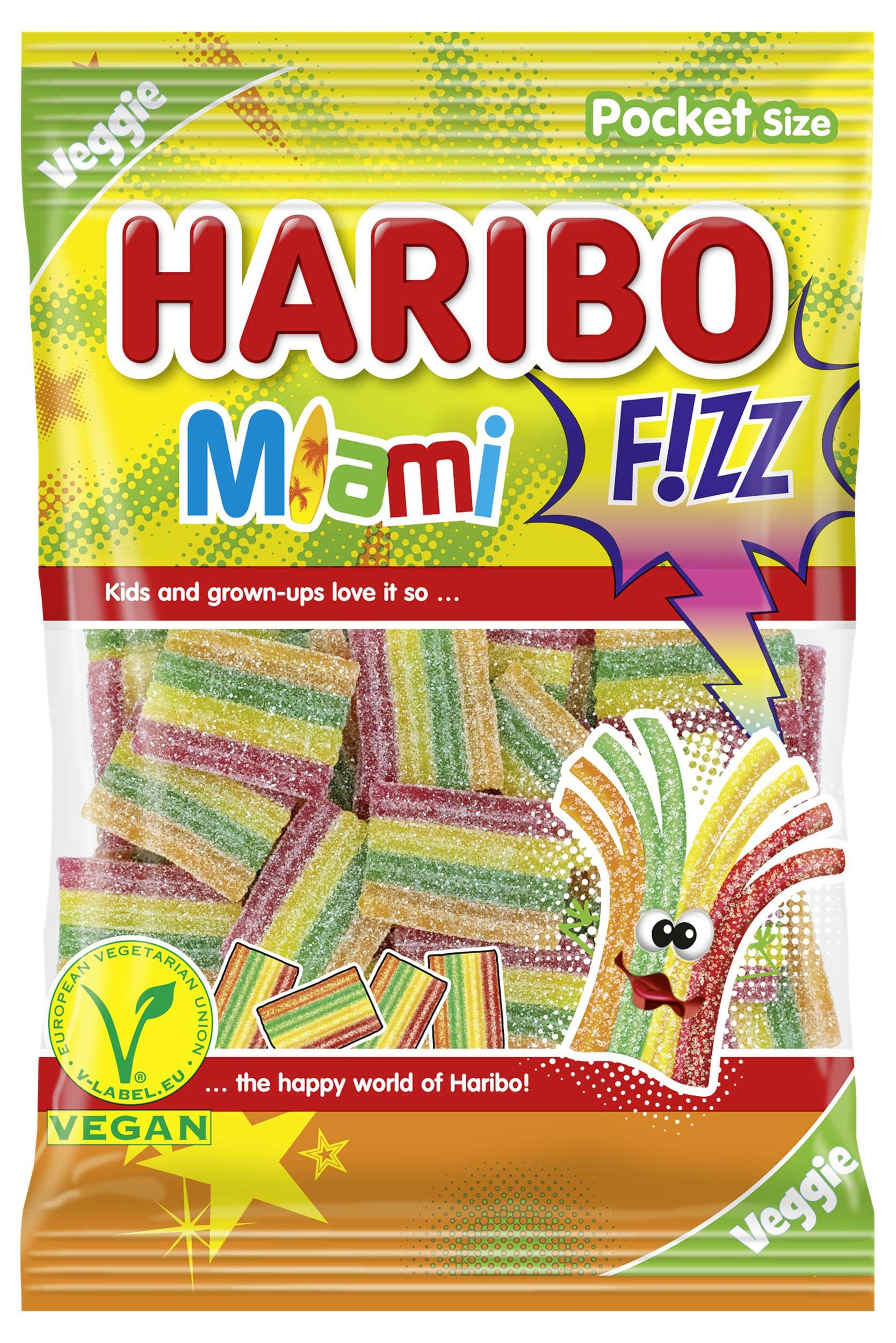 Trvanlivé potraviny - Haribo Fizz Miami želé s ovocnými příchutěmi 85 g