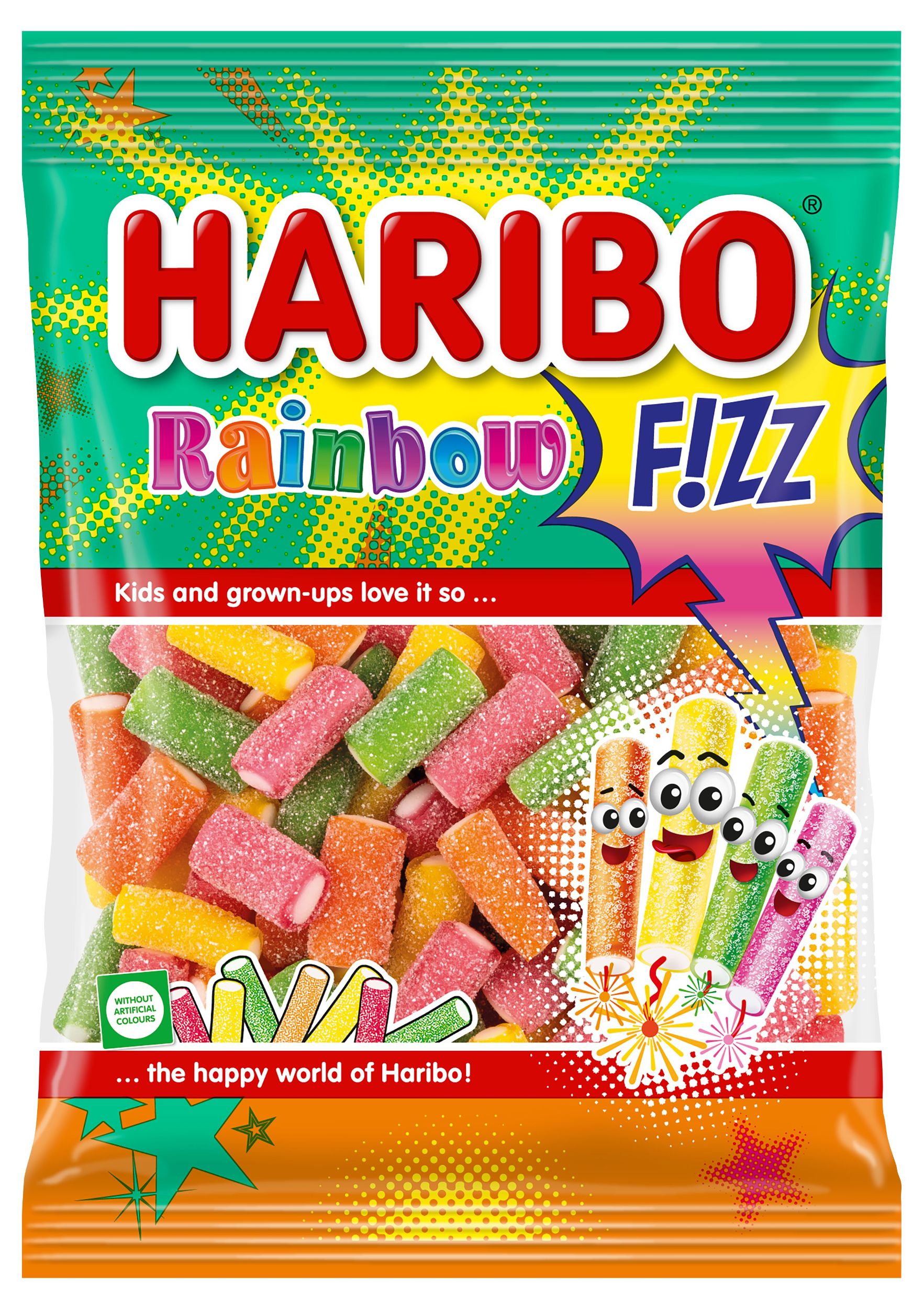 Trvanlivé potraviny - Haribo Fizz Rainbow želé s ovocnými příchutěmi 85 g