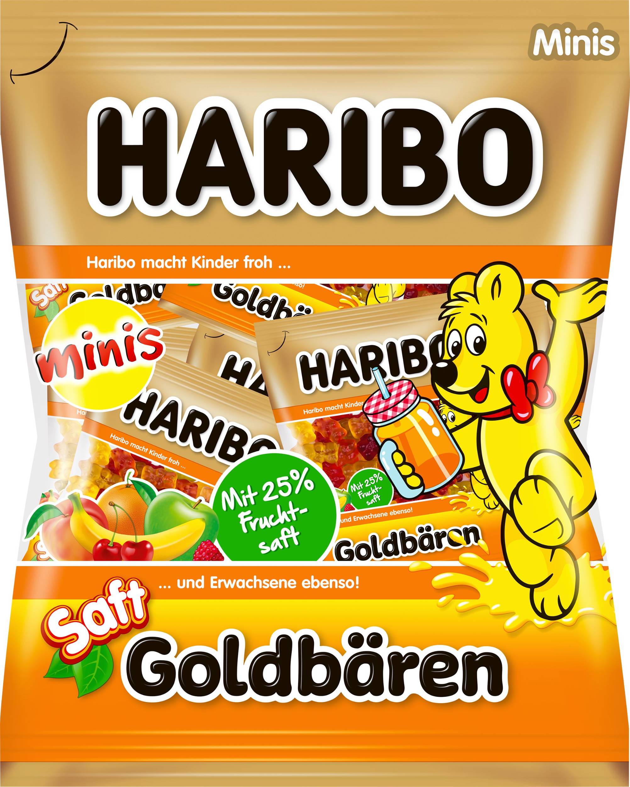 Trvanlivé potraviny - Haribo Goldbären Saft Mini želé s ovocnými příchutěmi 220g