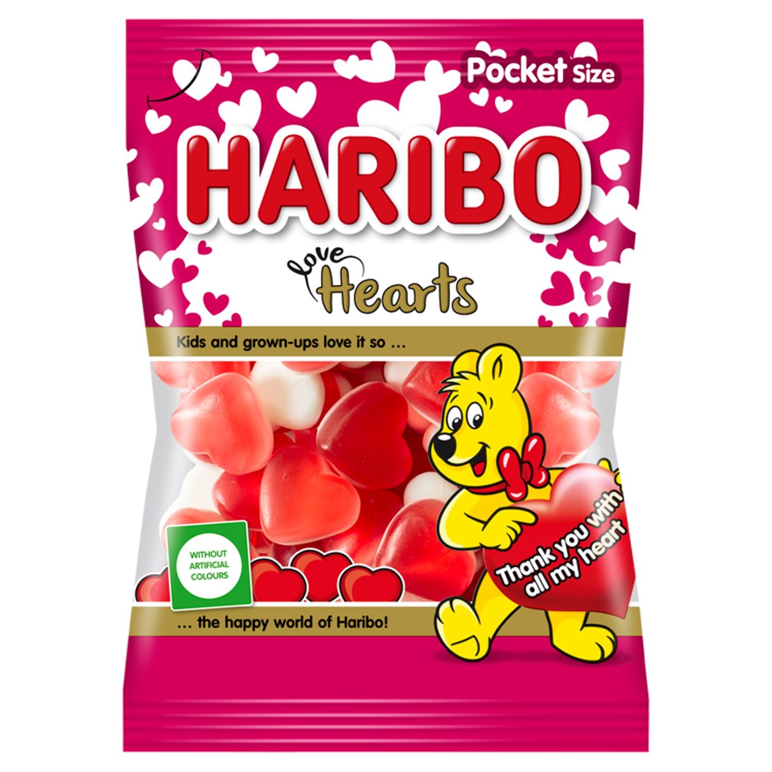 Trvanlivé potraviny - Haribo Love Hearts želé s ovocnou příchutí 80g