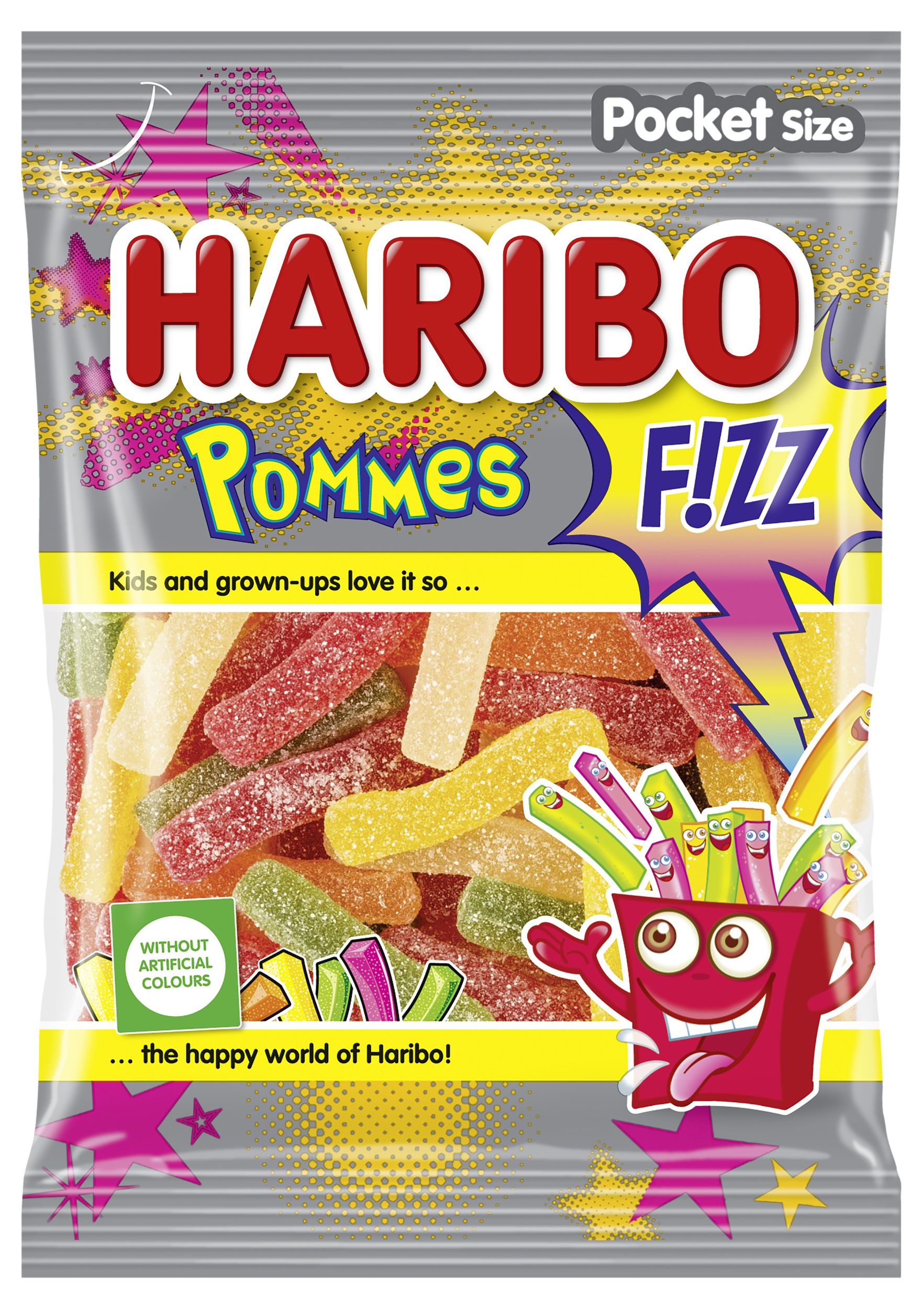 Trvanlivé potraviny - Haribo Pommes F!zz želé s ovocnou příchutí 80g