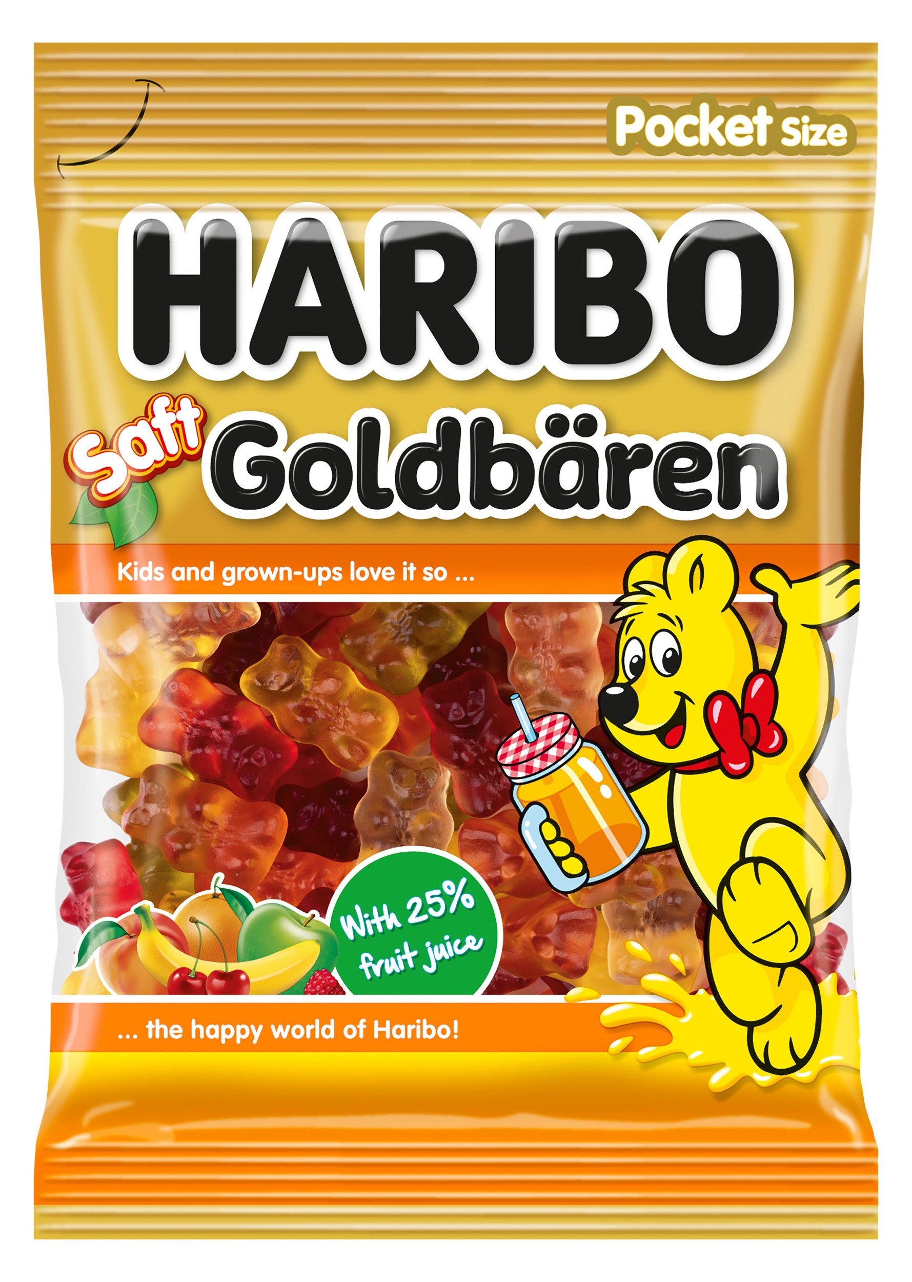 Trvanlivé potraviny - Haribo Saft Golbären želé s ovocnými příchutěmi 80g