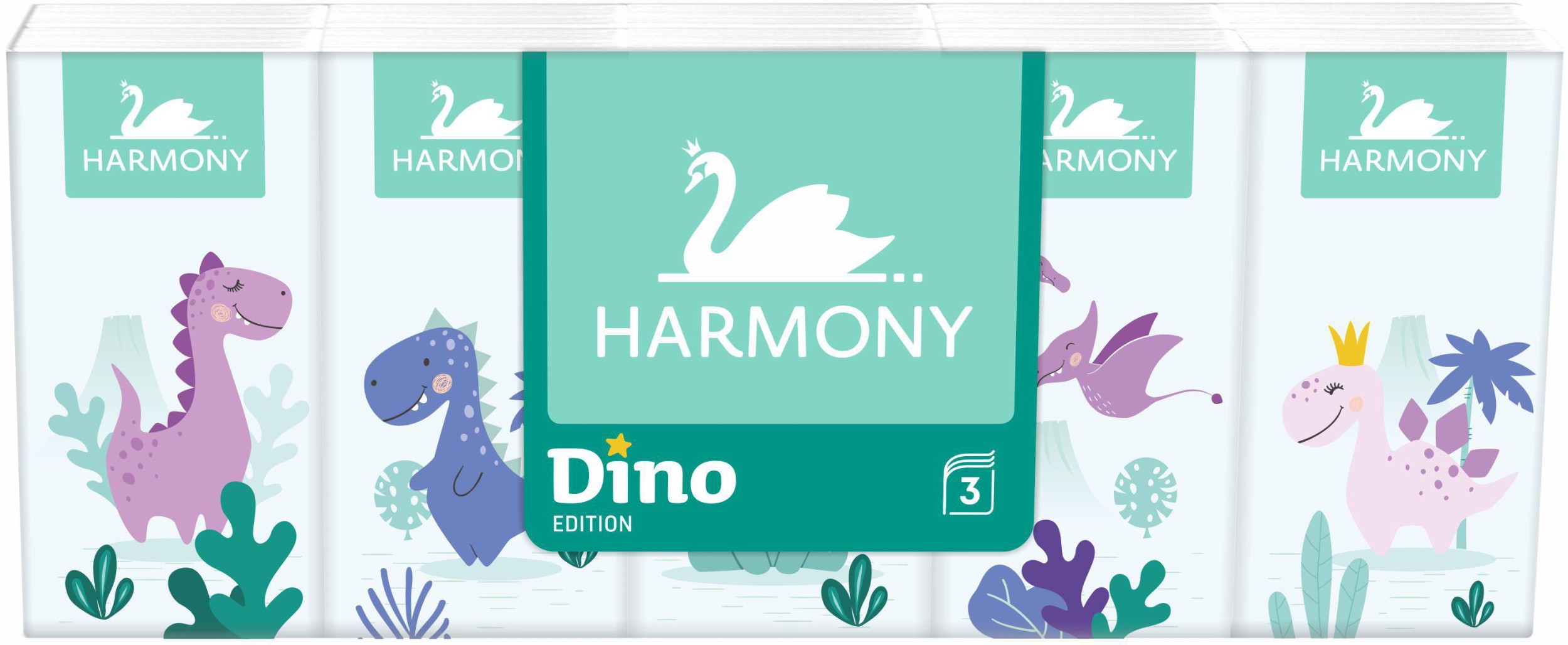 Drogerie a kosmetika - Harmony Dino kapesníky 10x10 3vrstvé 10x10 ks