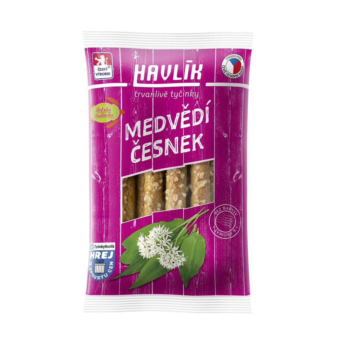 Trvanlivé potraviny - Havlík Trvanlivé tyčinky se sýrem a solí medvědí česnek 90 g