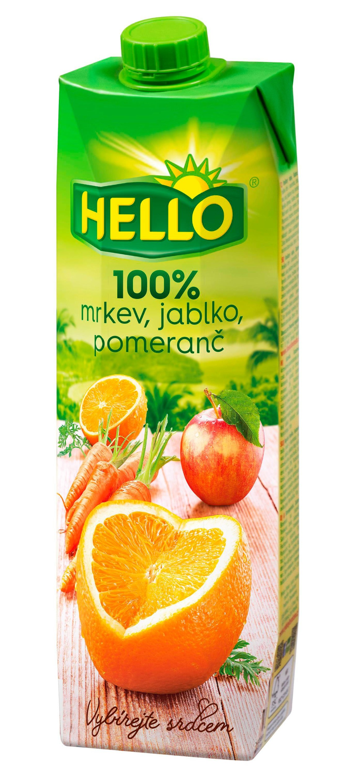 Nápoje - Hello 100% džus Mrkev, jablko, pomeranč 1 l