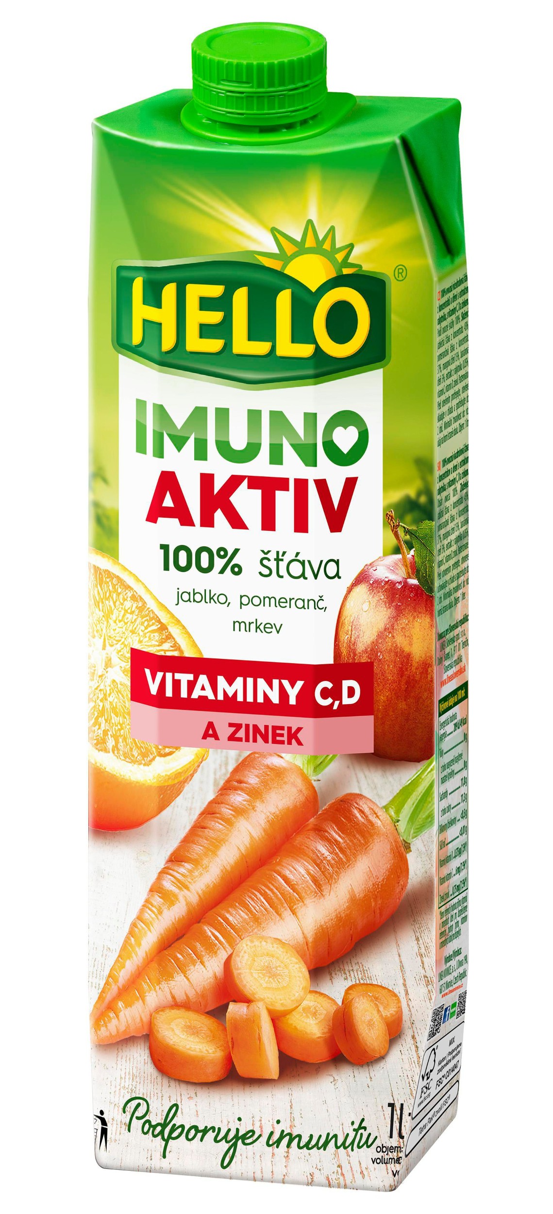 Hello 100% Imuno Aktiv mrkev, jablko, pomeranč 1 l-0