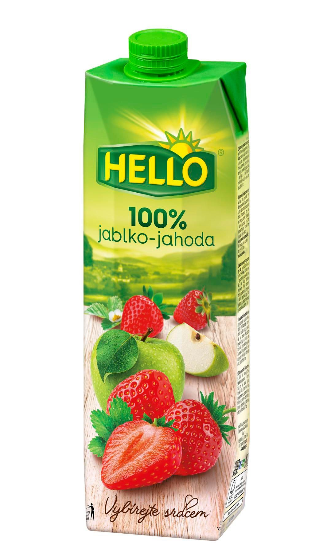 Nápoje - HELLO 100% jablko jahoda 1 l TPP
