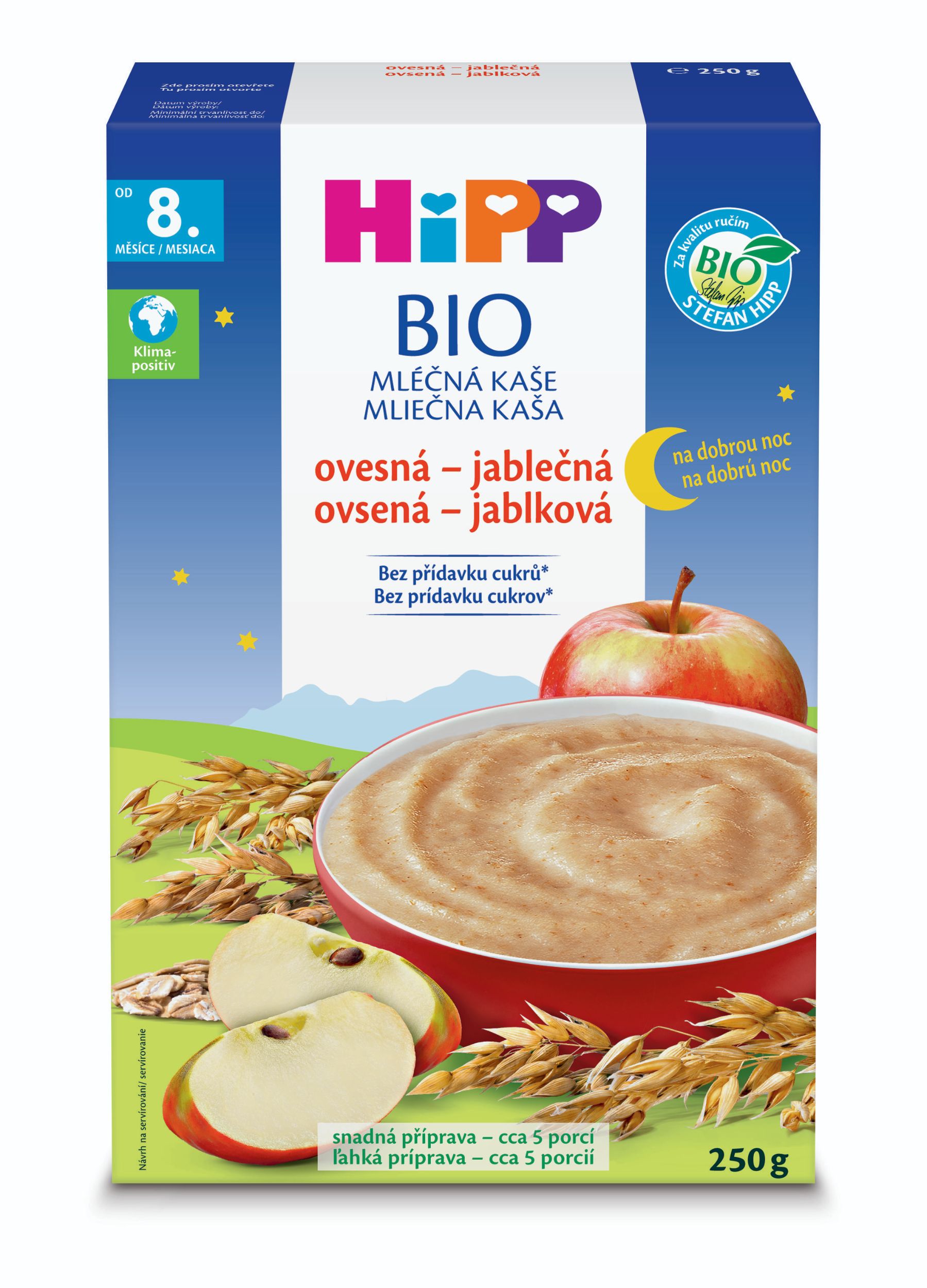 Zdravý svět - HiPP BIO Mléčná kaše na dobrou noc ovesná-jablečná 250g