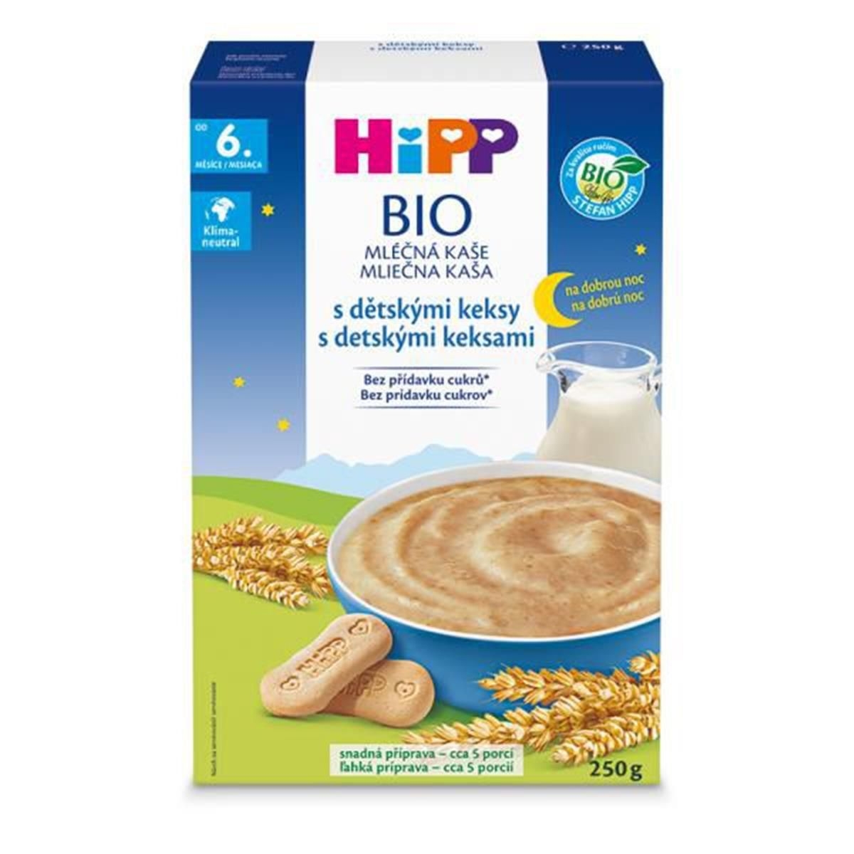 Zdravý svět - HiPP BIO Mléčná kaše na dobrou noc s dětskými keksy 250g